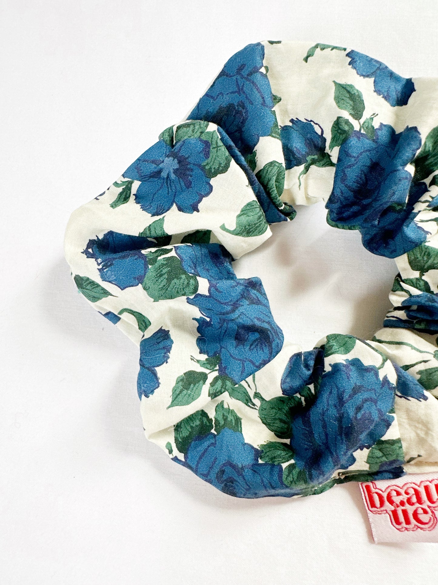 OG scrunchie in blue rose Liberty cotton