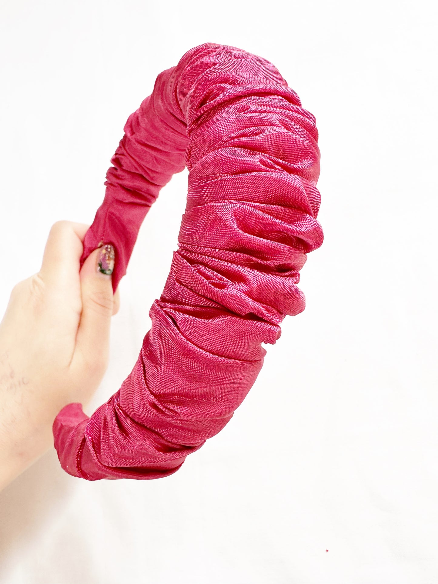Ruffle Headband in raspberry pink
