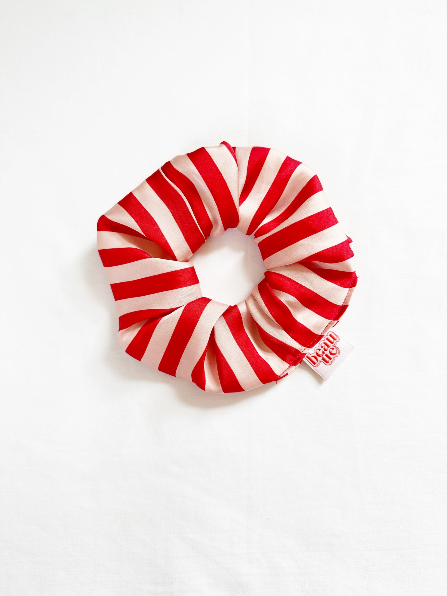 OG scrunchie in pink & red stripe