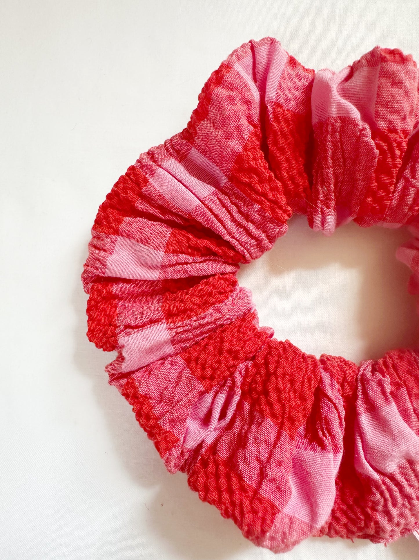OG scrunchie in pink & red gingham