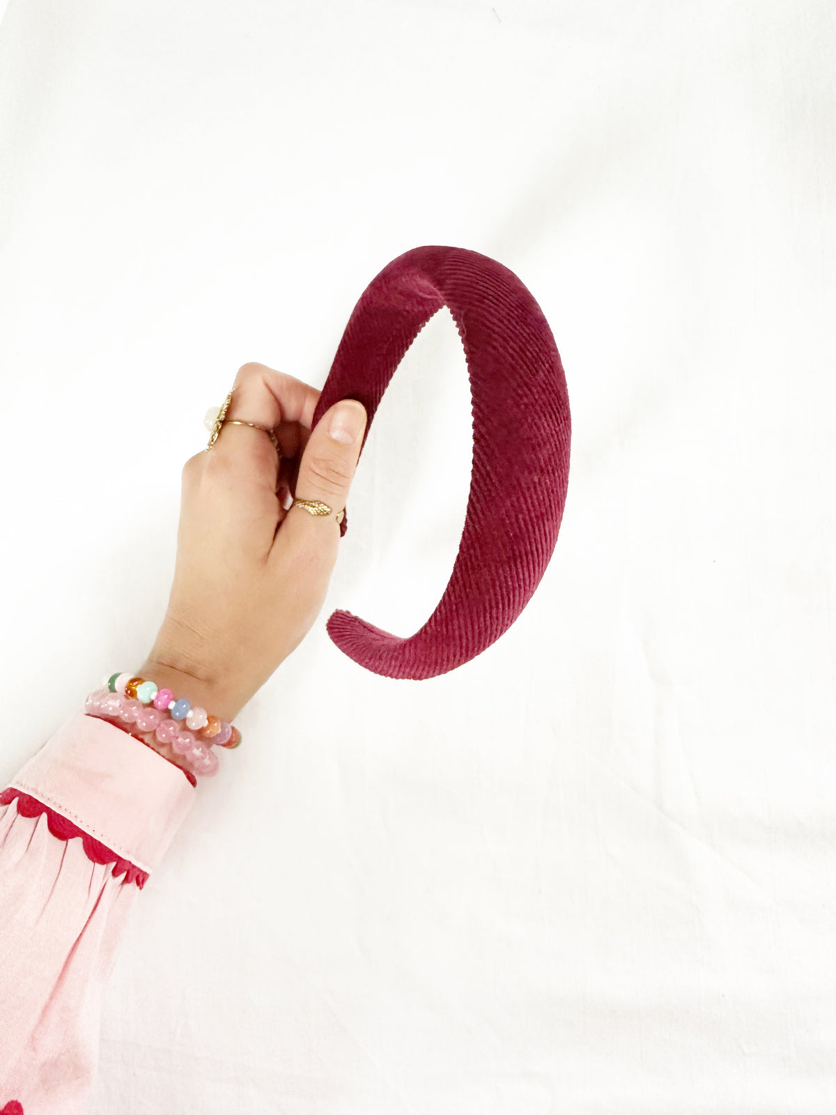 Classic Headband in burgundy corduroy