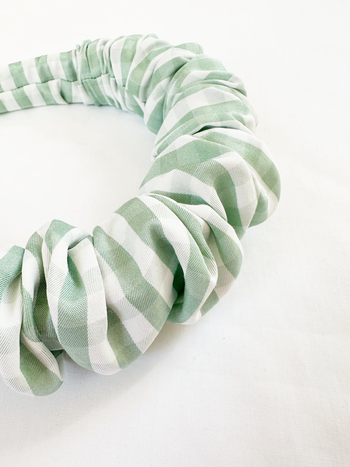 Ruffle Headband in mint gingham