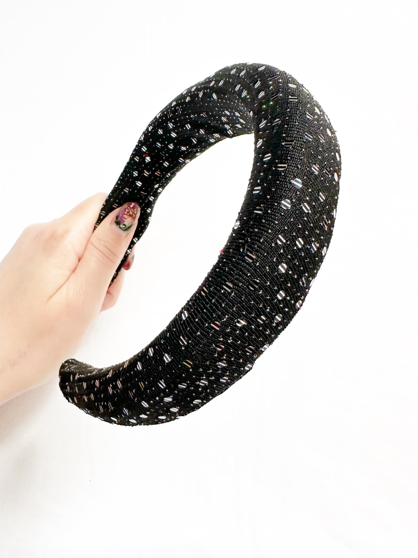 Classic Headband in black and silver sparkle