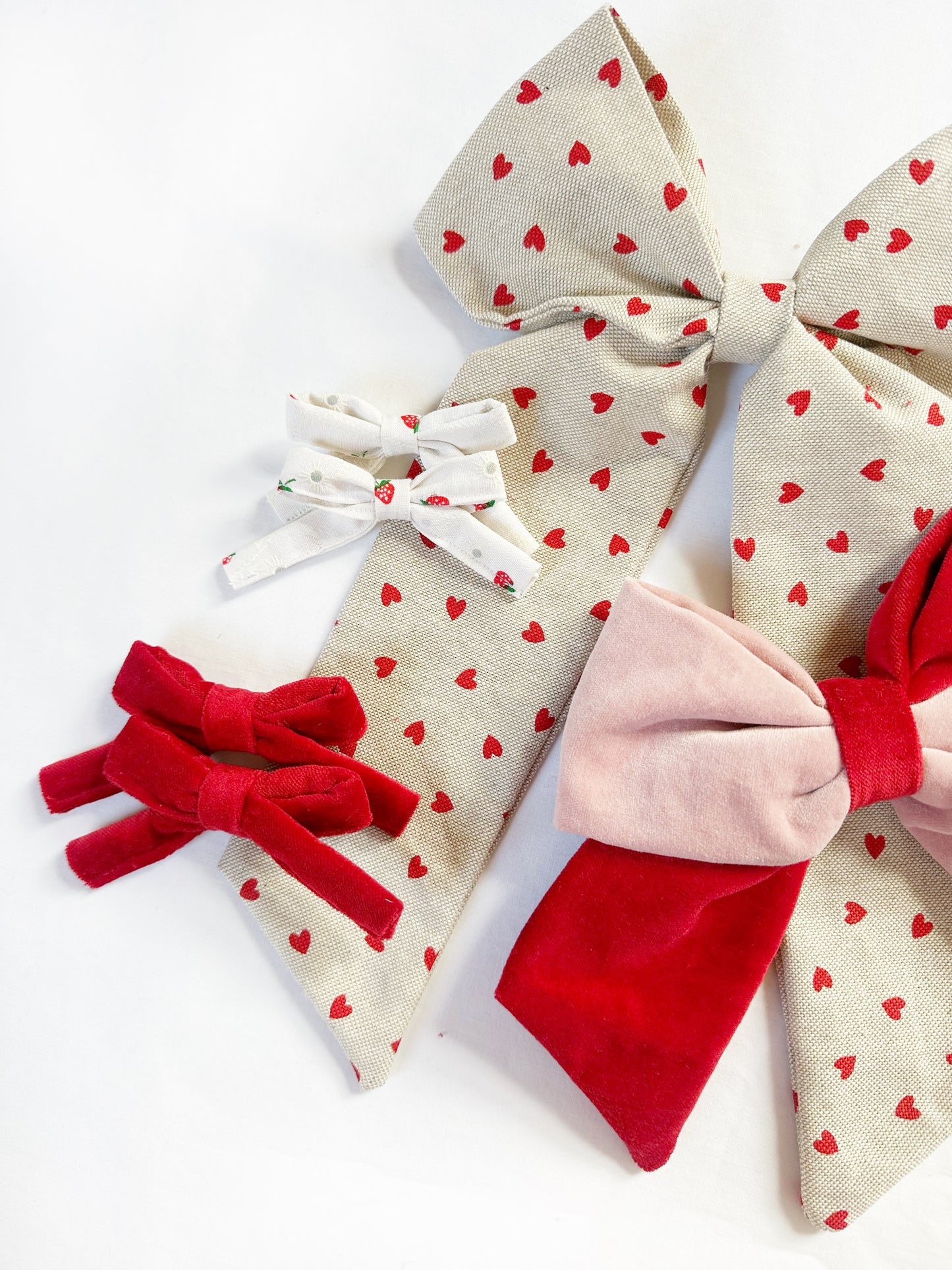 Bonnie mini hair bows in red velvet
