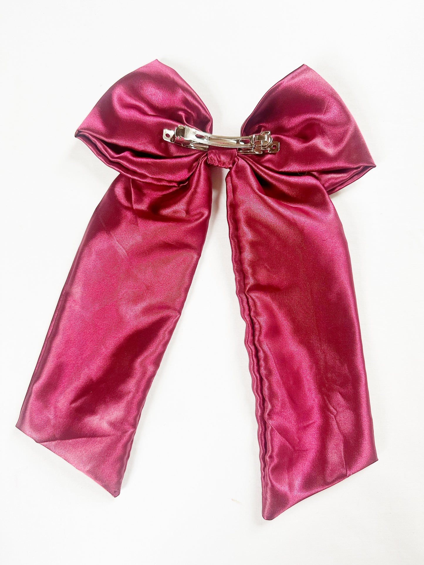 POWER Hair Bow in burgundy silk