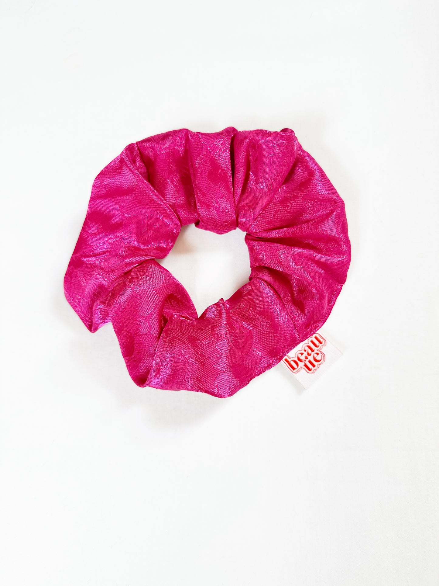 OG scrunchie in hot pink silky floral