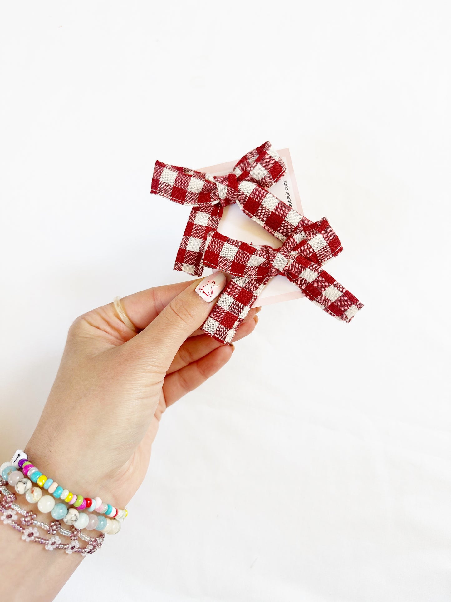 Bonnie mini hair bows in red gingham