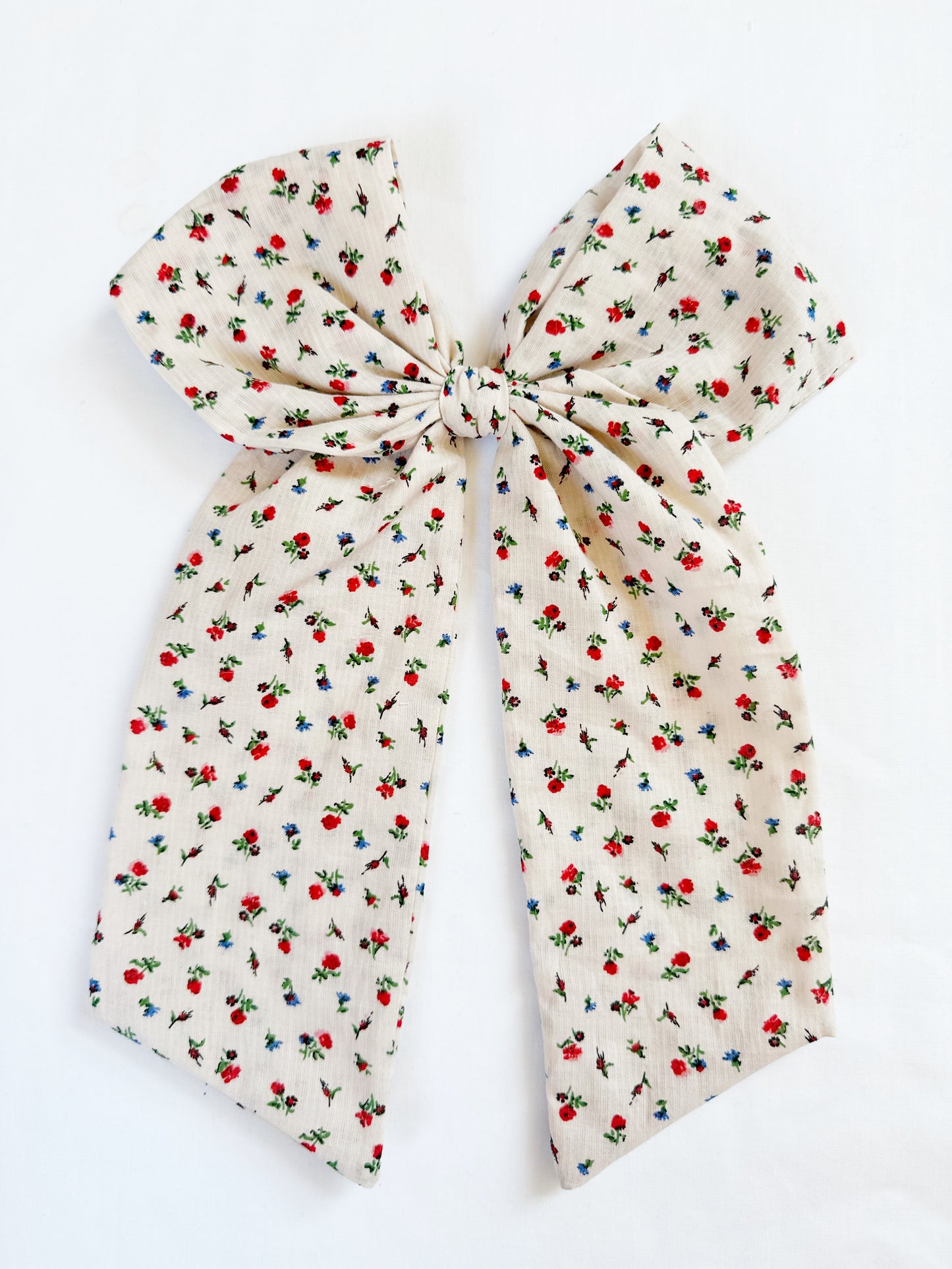 POWER Hair Bow in red and blue floral
