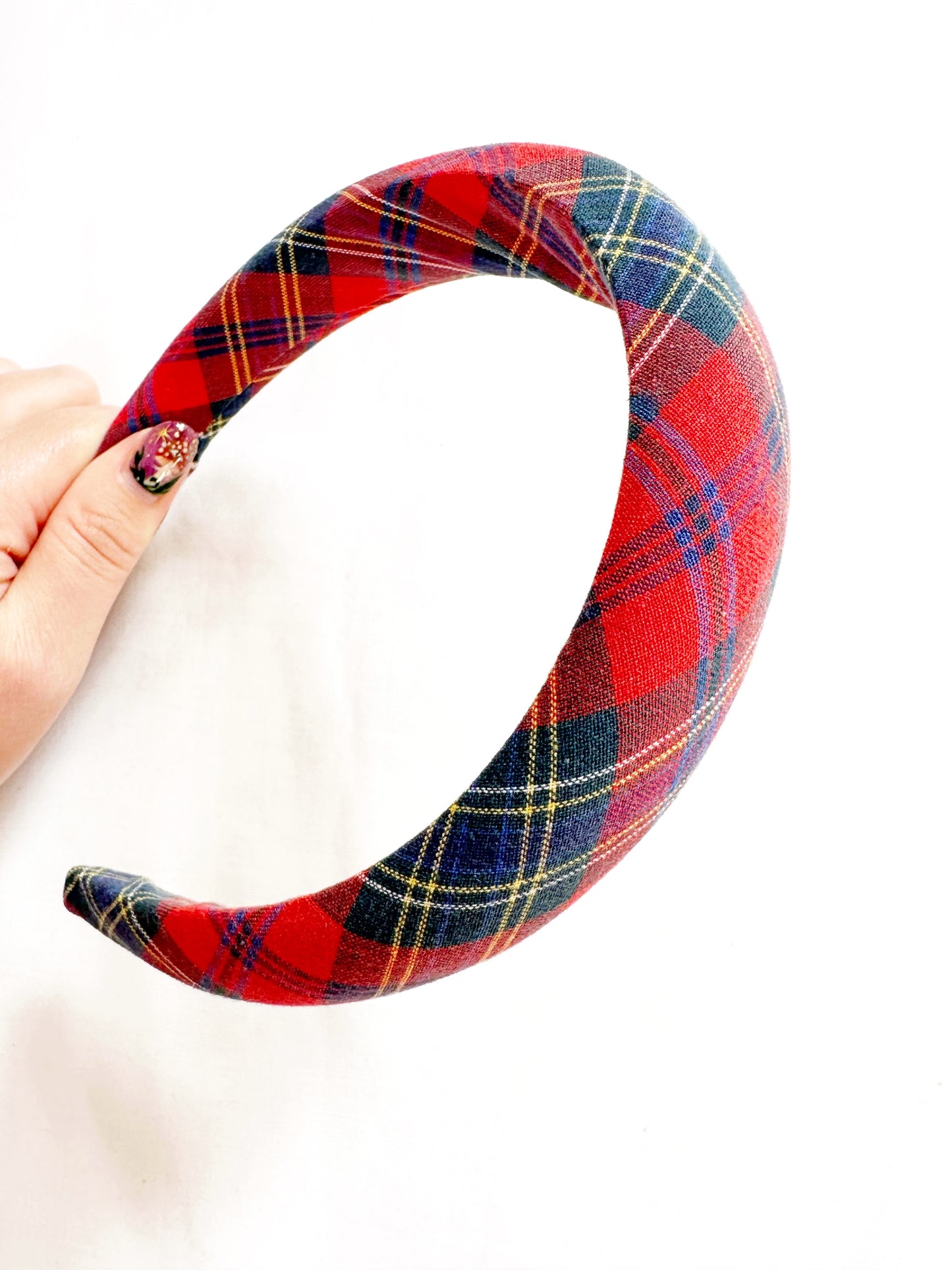 Classic Headband in red and green tartan