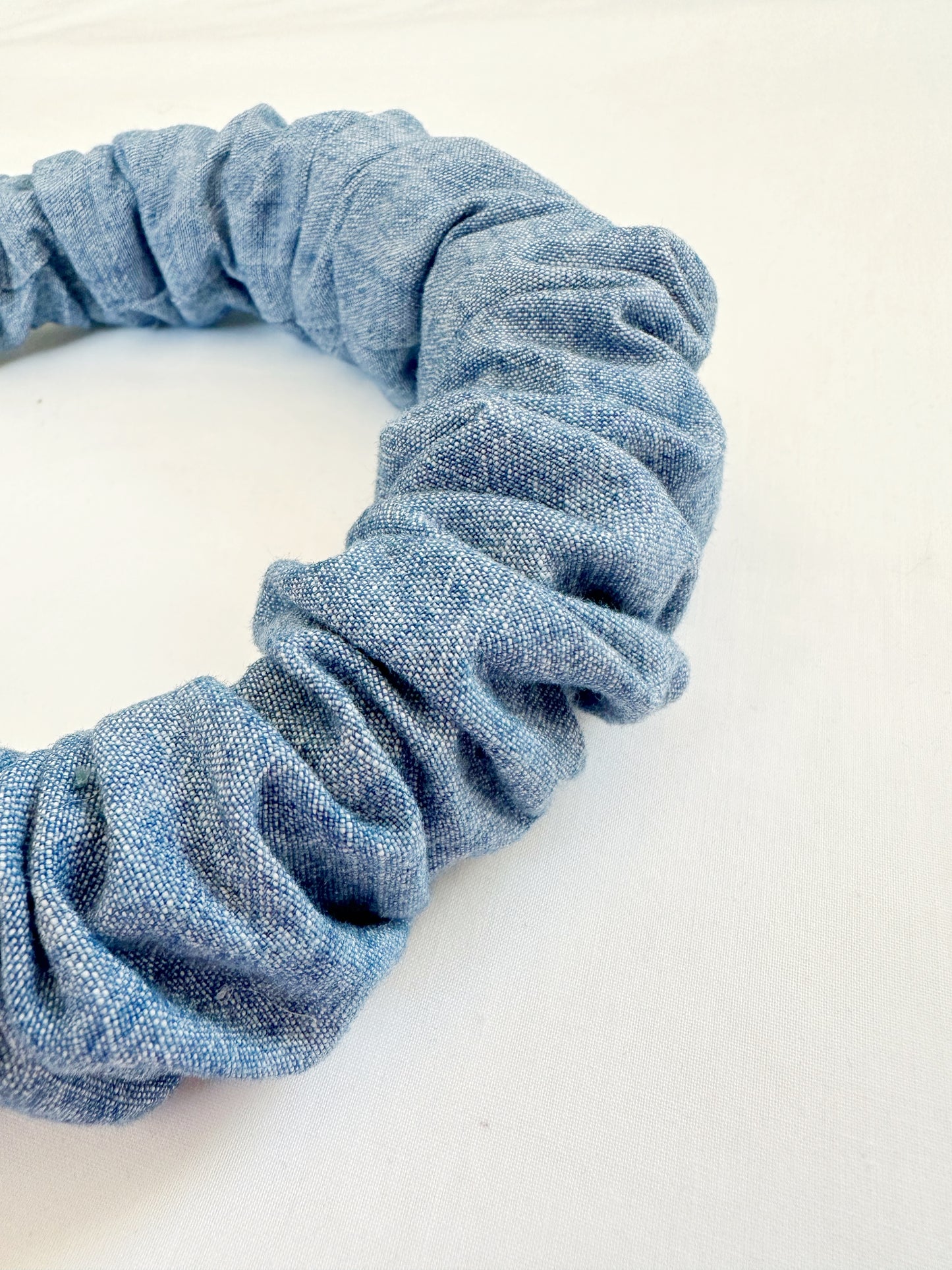 Ruffle Headband in blue denim
