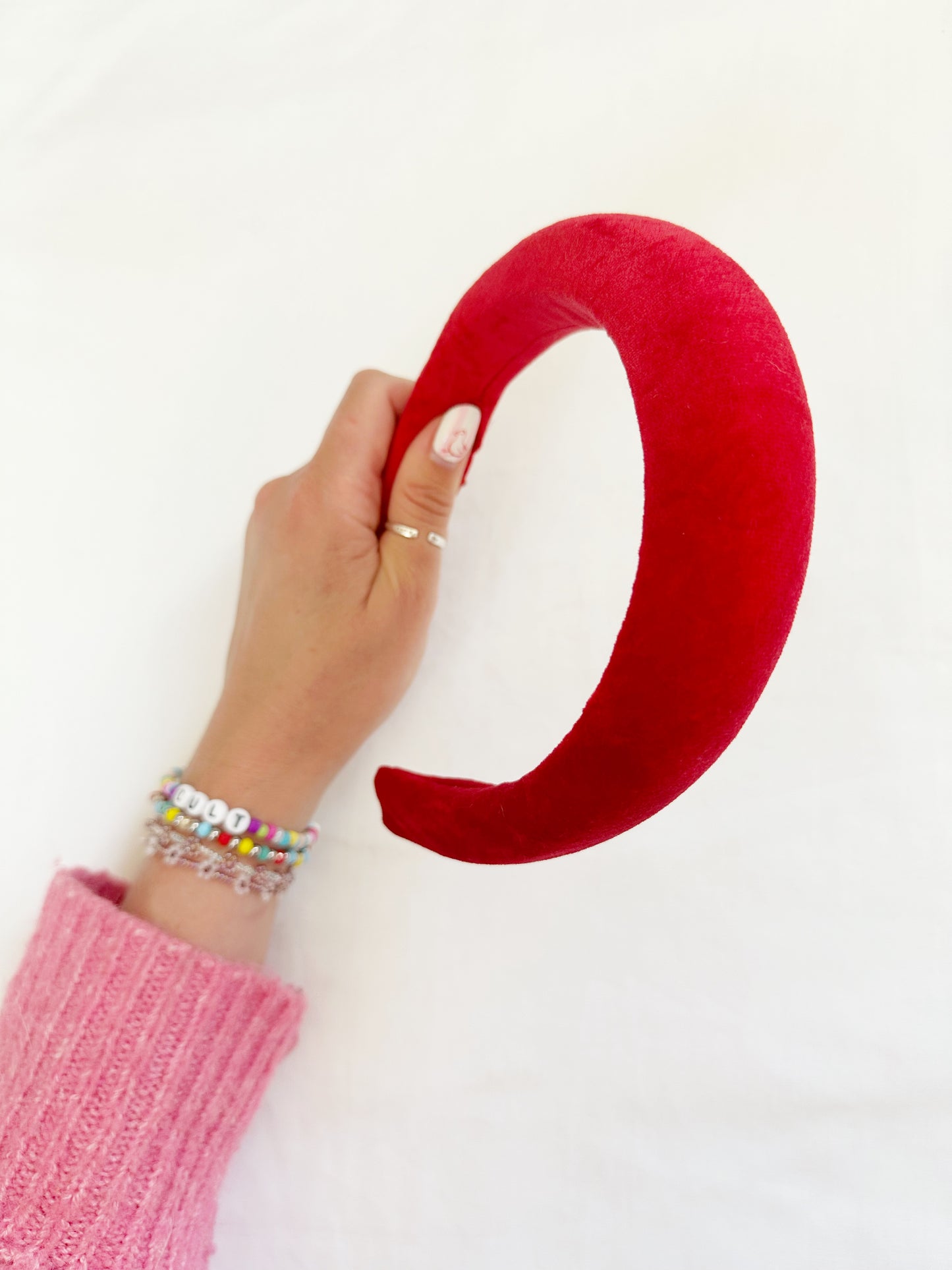 Padded Headband in red velvet