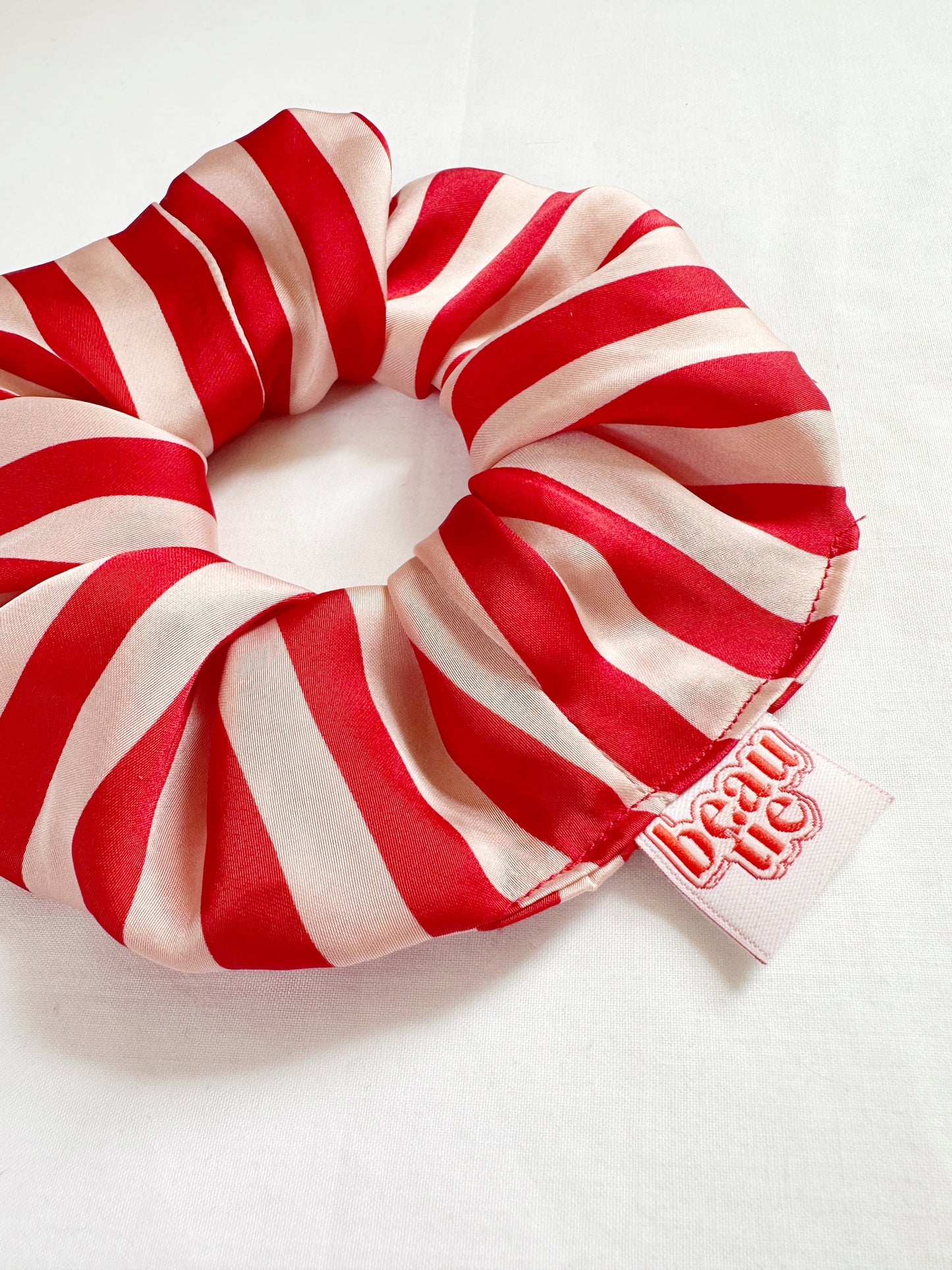 OG scrunchie in pink & red stripe