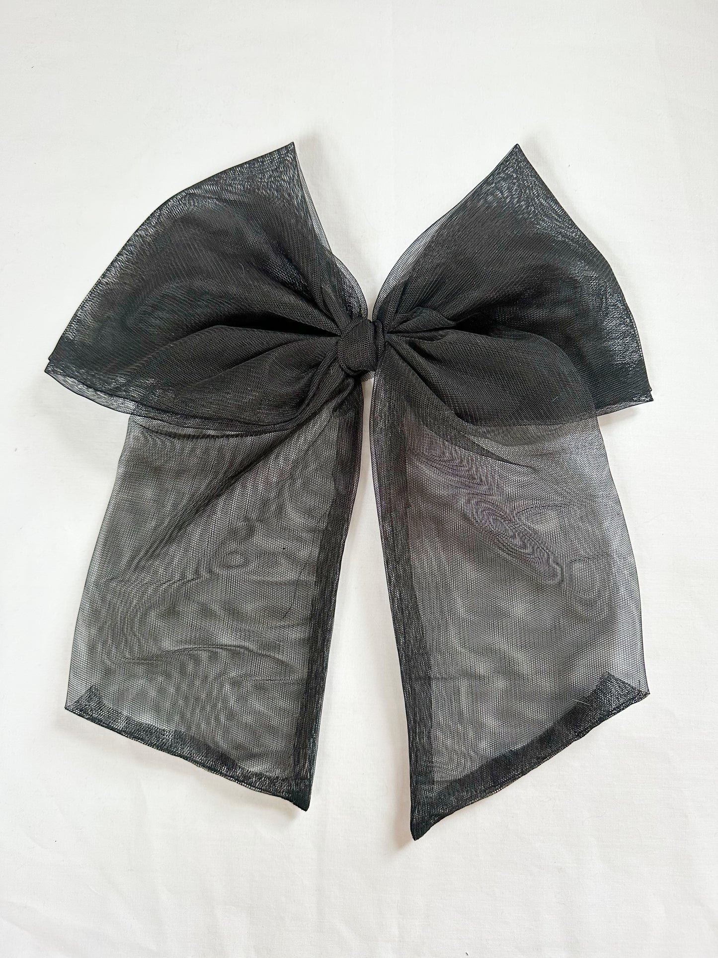 Oversized Power Hair Bow in sheer black