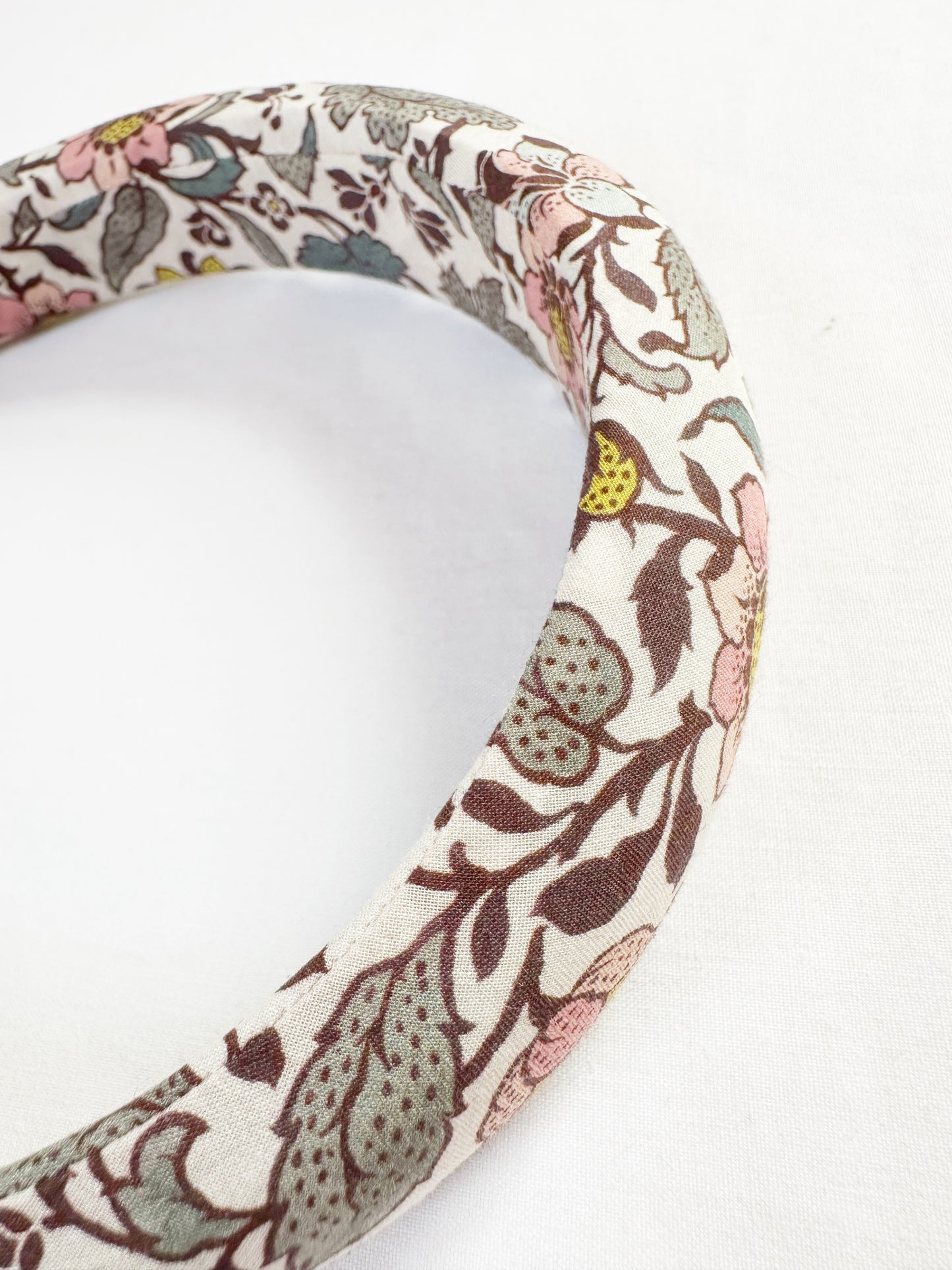 Classic Headband in pink and yellow vine print Liberty cotton