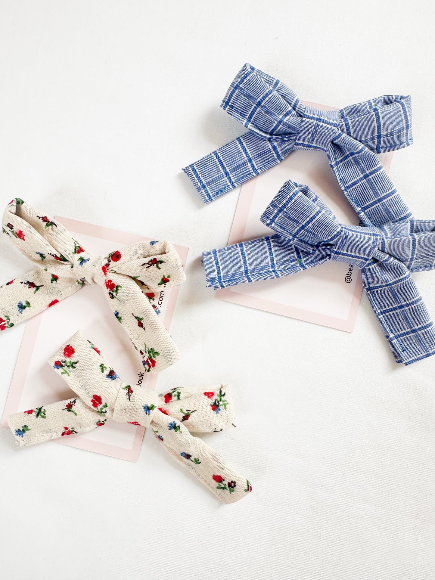 Bonnie mini hair bows in red & blue floral