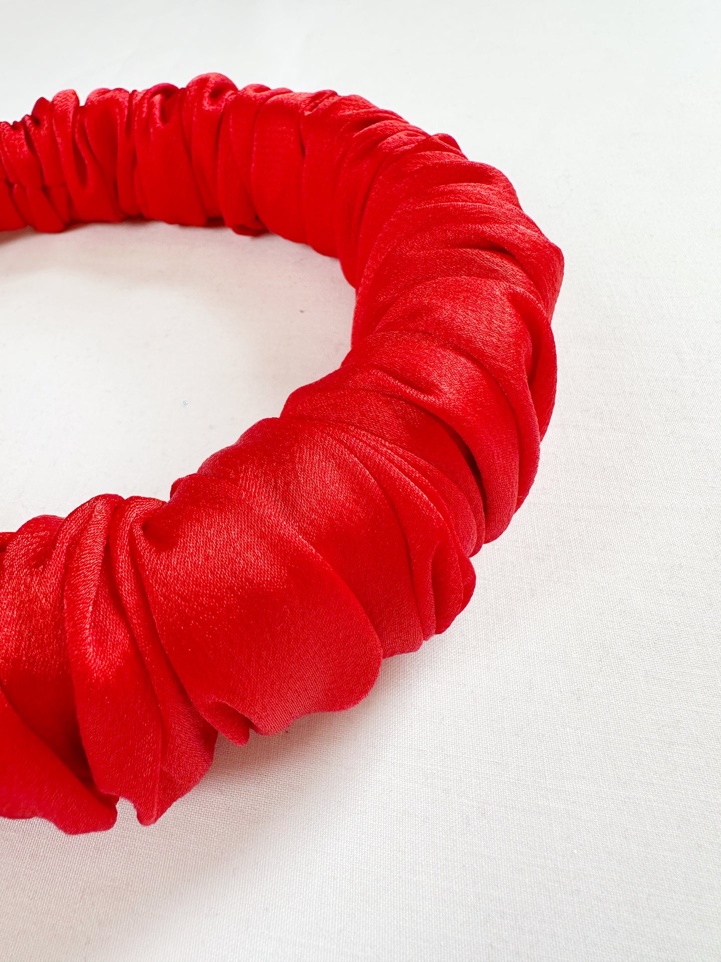 Ruffle Headband in red silk