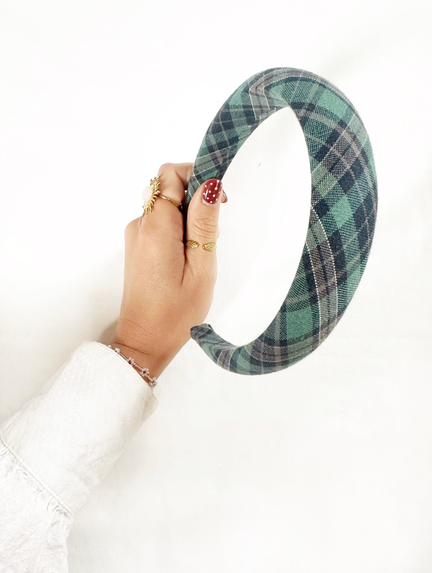 Classic Headband in green tartan