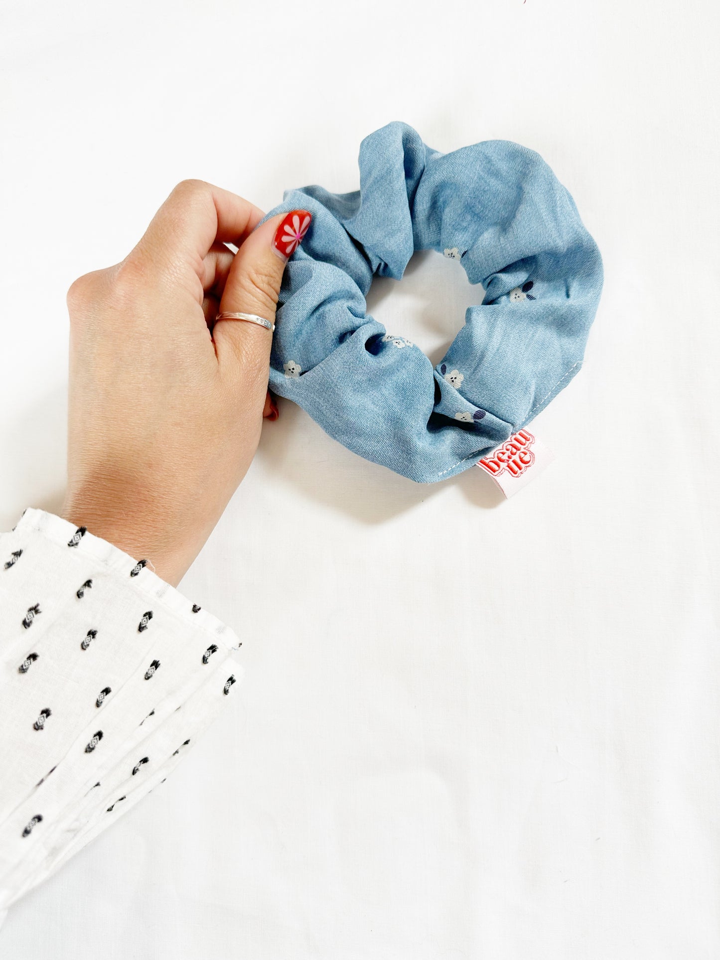 OG scrunchie in floral chambray