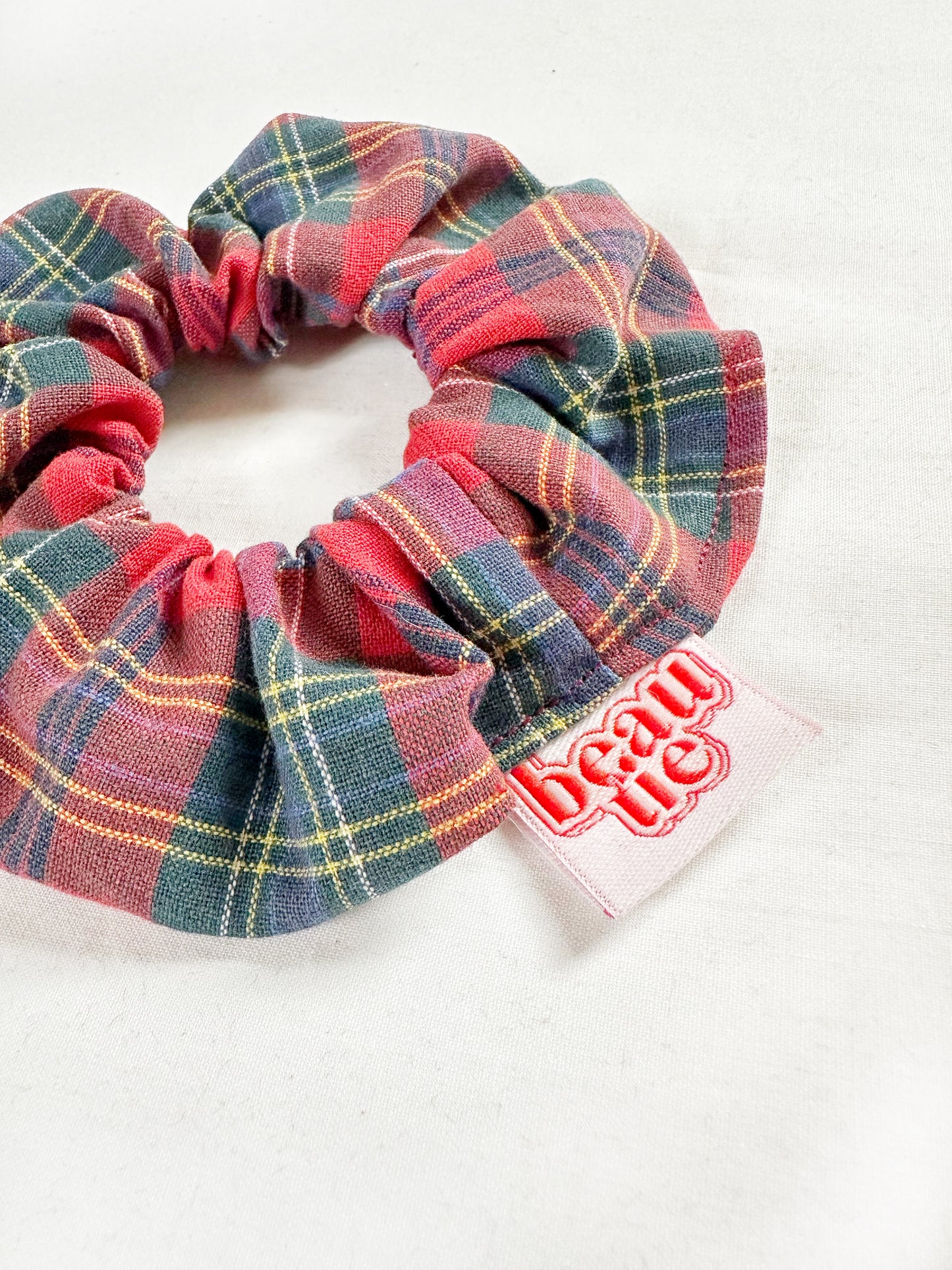Mini scrunchie in tartan cotton
