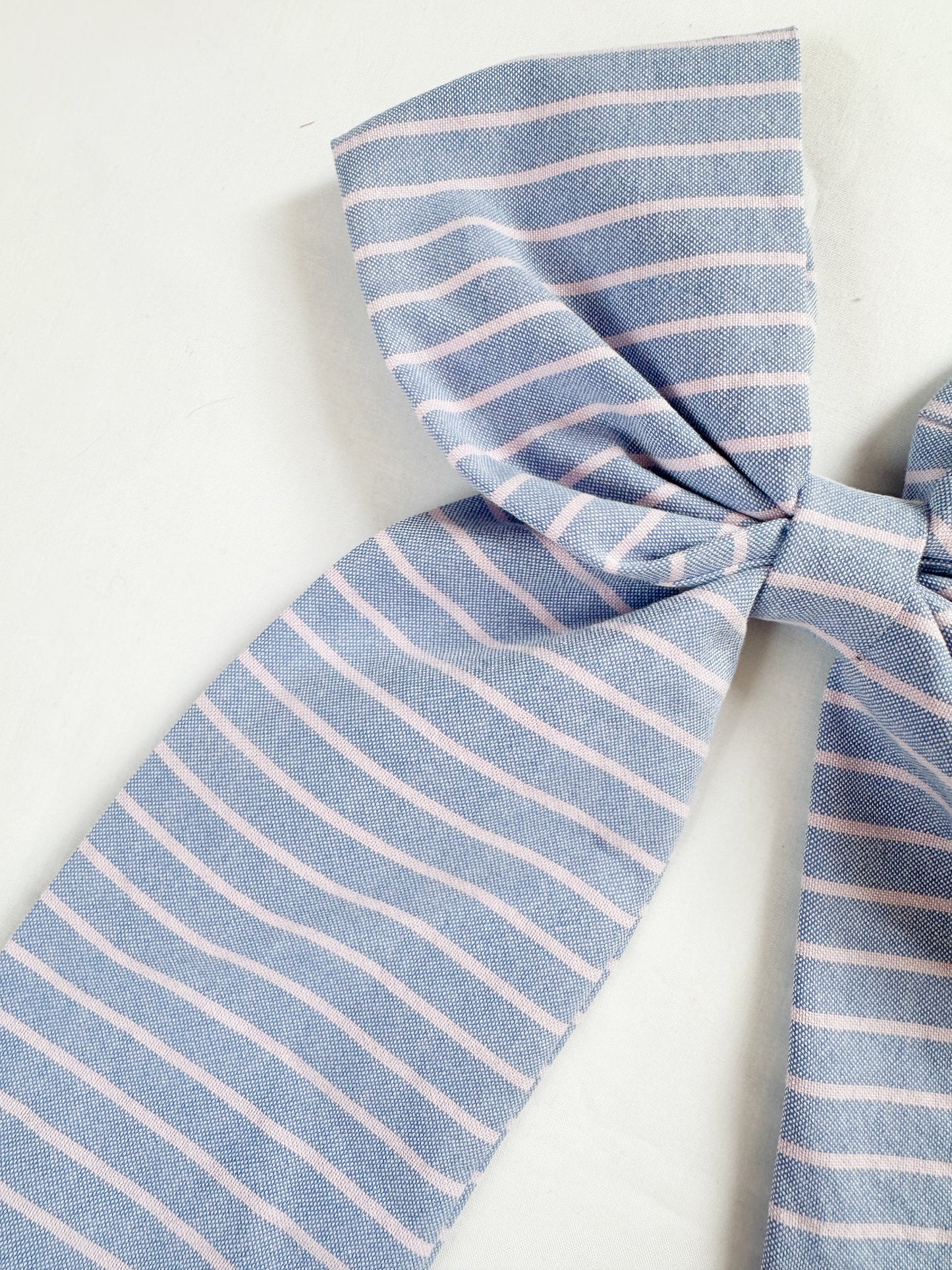 POWER Hair Bow in blue and pink stripe