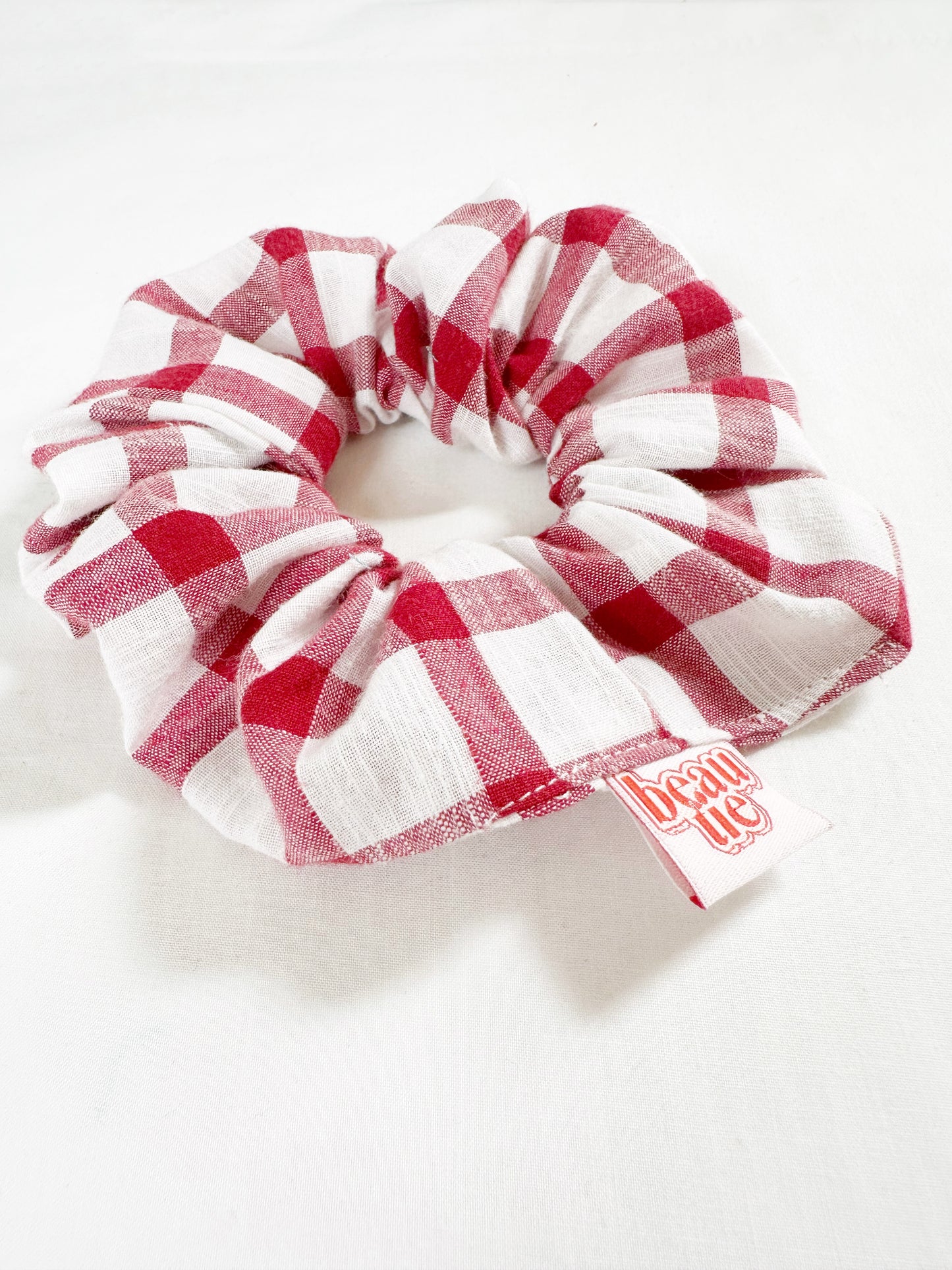 OG scrunchie in red and white check