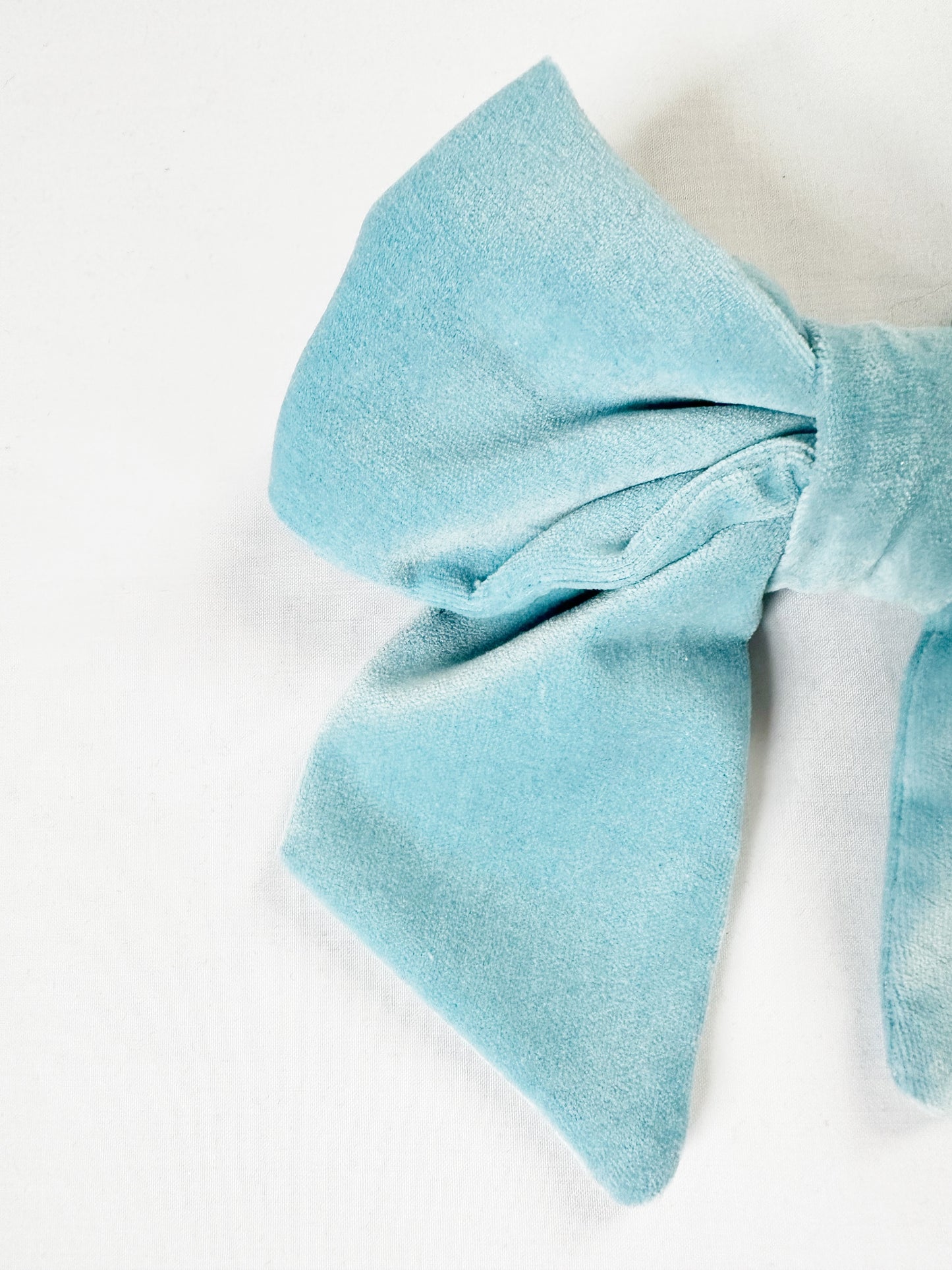 Hair Bow in icy blue velvet