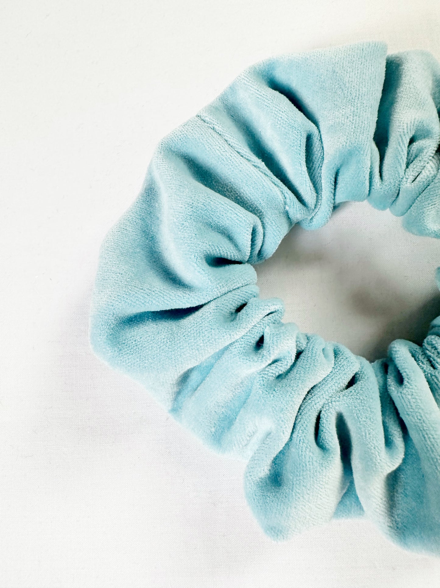 OG scrunchie in icy blue velvet