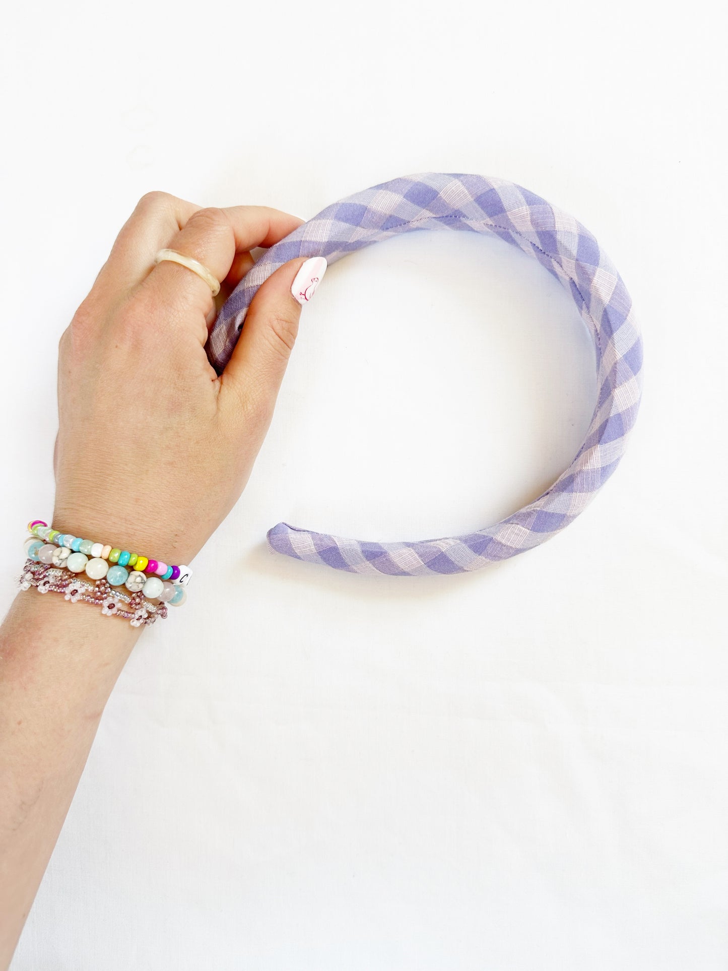 Classic Headband in lilac and pink gingham