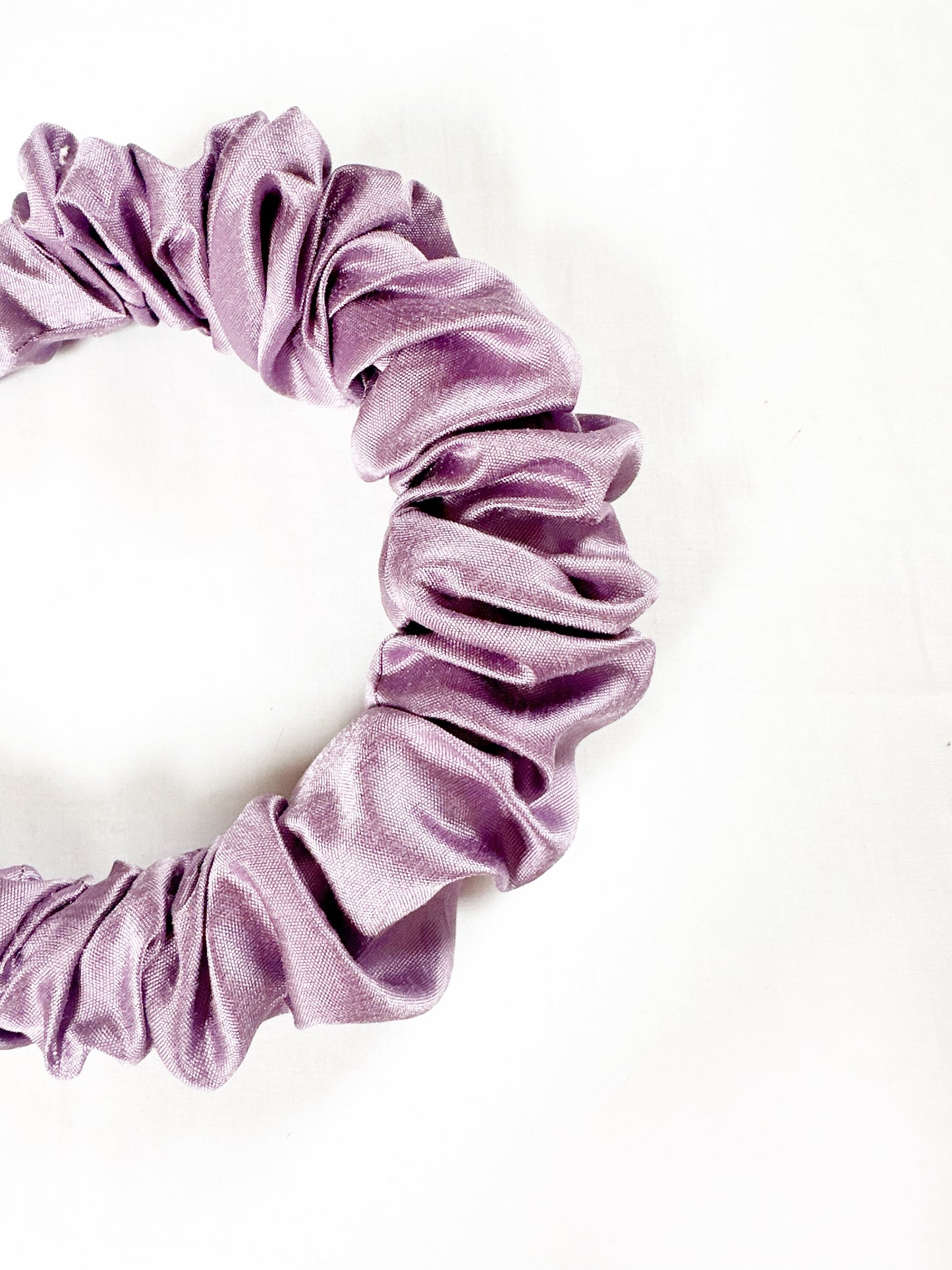 Ruffle Headband in lilac silk