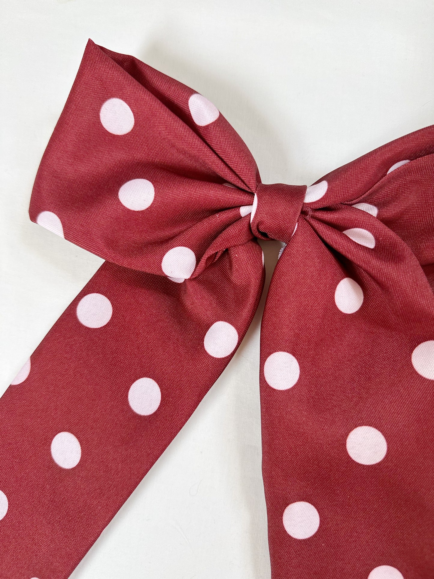 POWER Hair Bow in burgundy polka dot