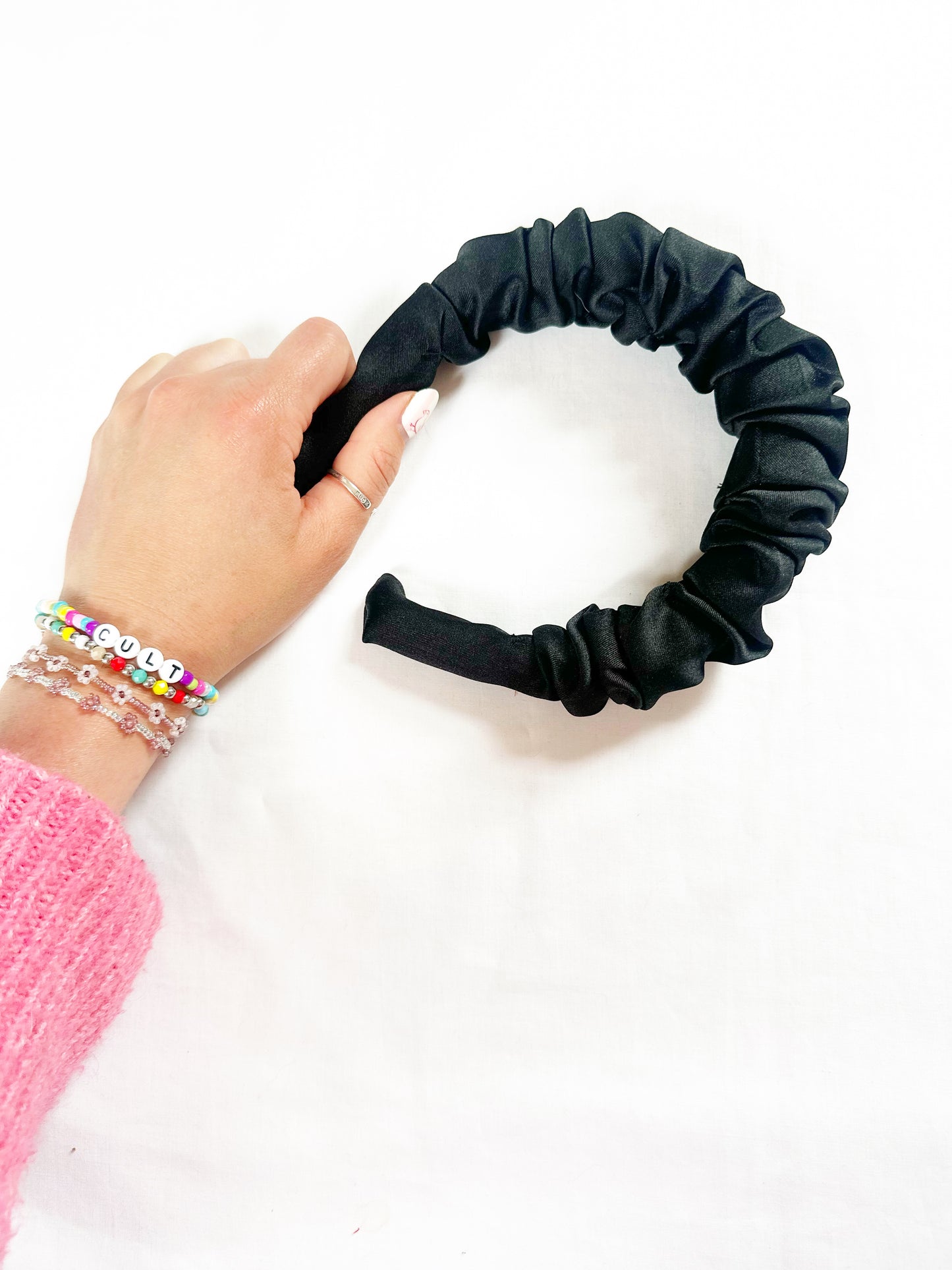 Ruffled Headband in Black