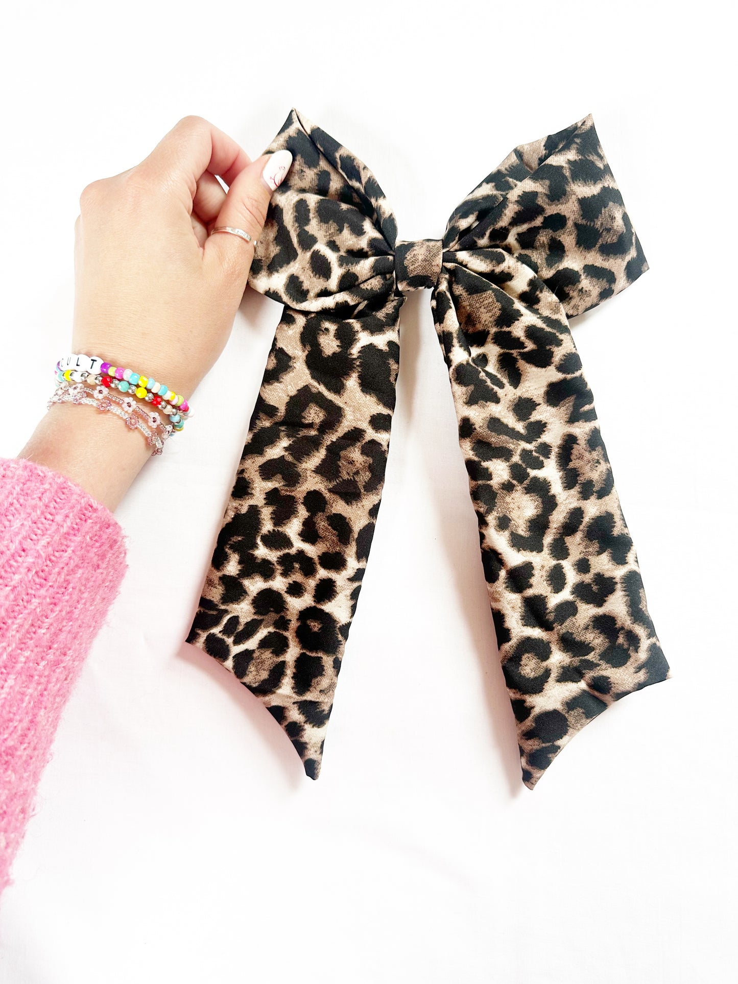 Power Hair Bow in leopard print
