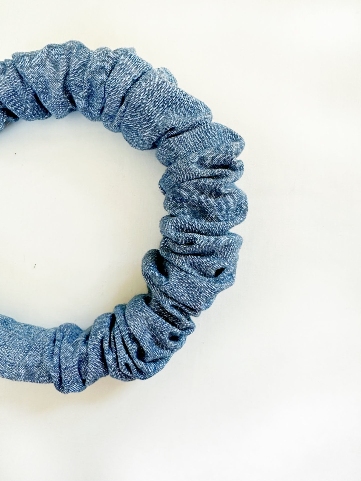 Ruffle Headband in blue denim
