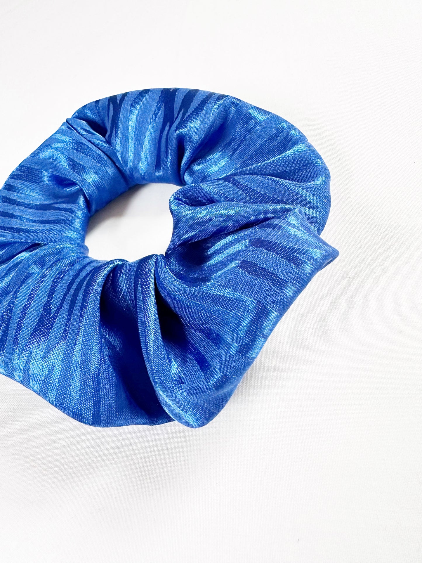 Mini Scrunchie in electric blue zebra silk
