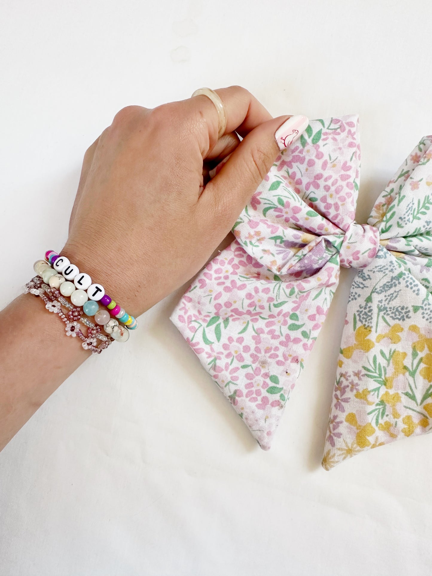 Beau hair bow in Enid floral cotton