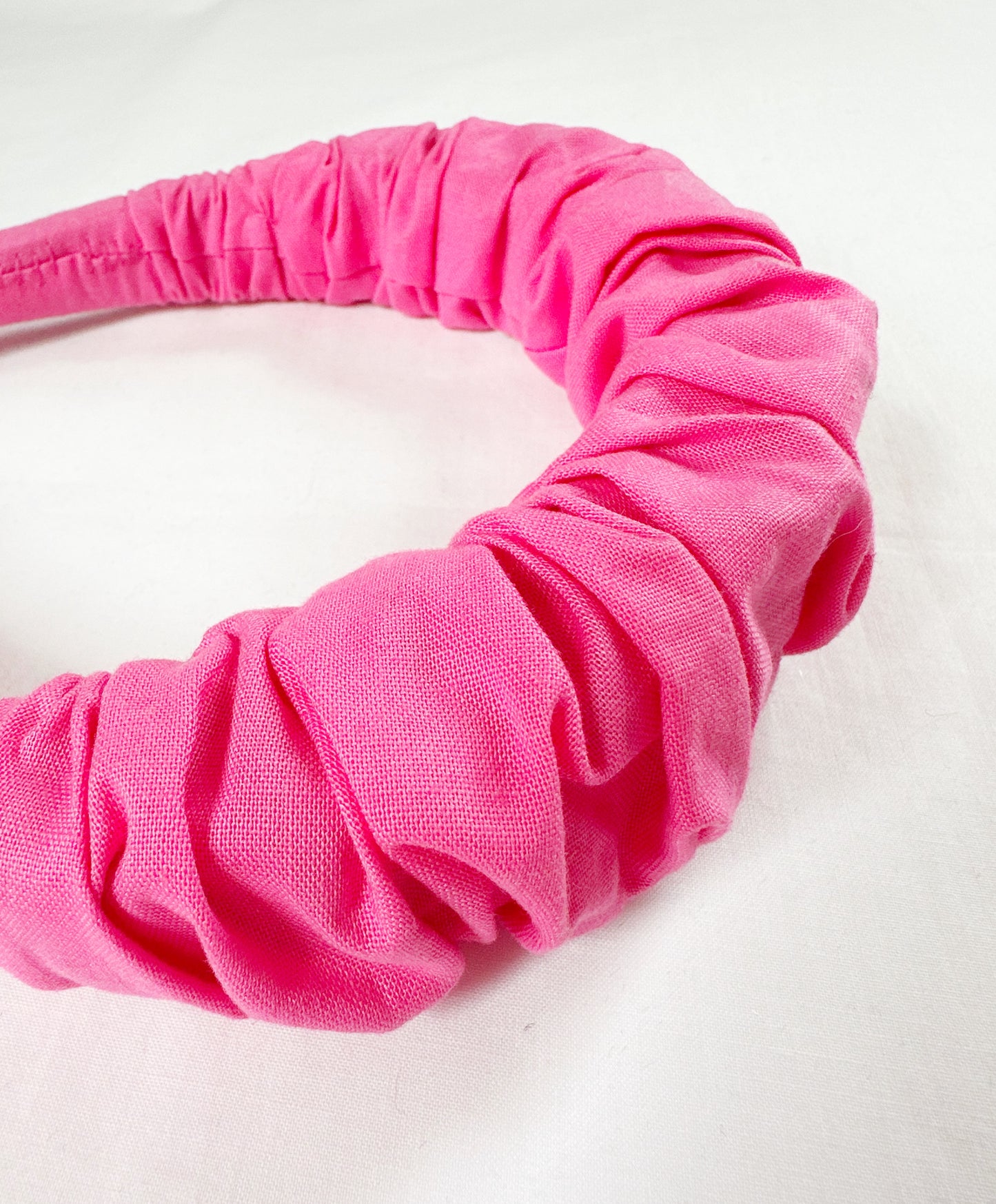 Ruffle Headband in pink cotton