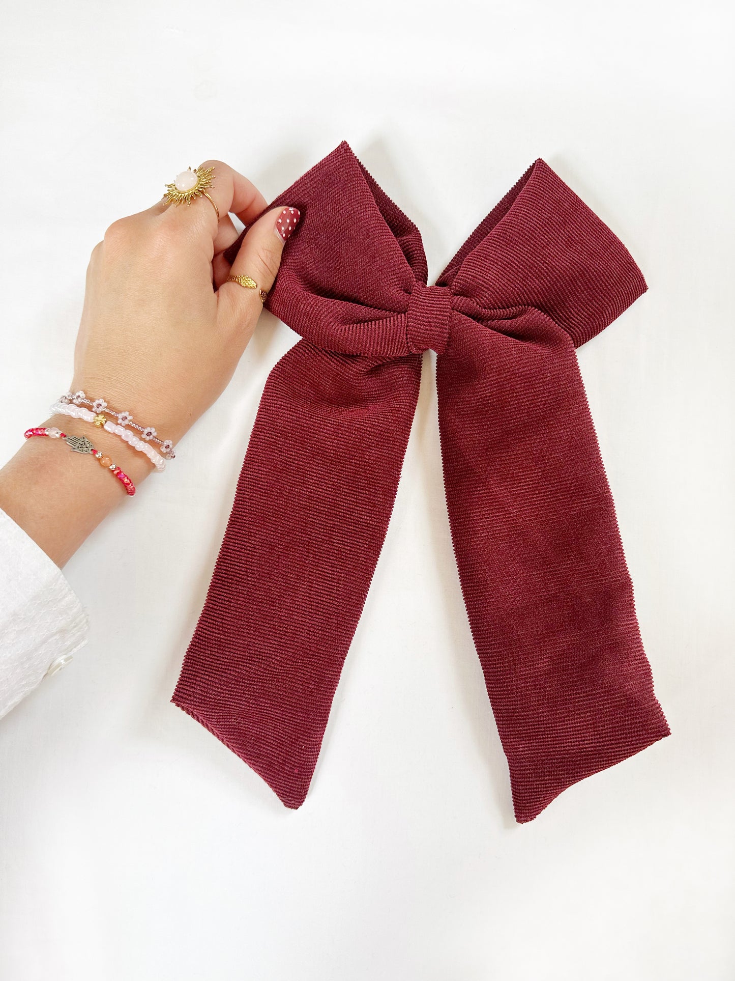 POWER Hair Bow in burgundy cord