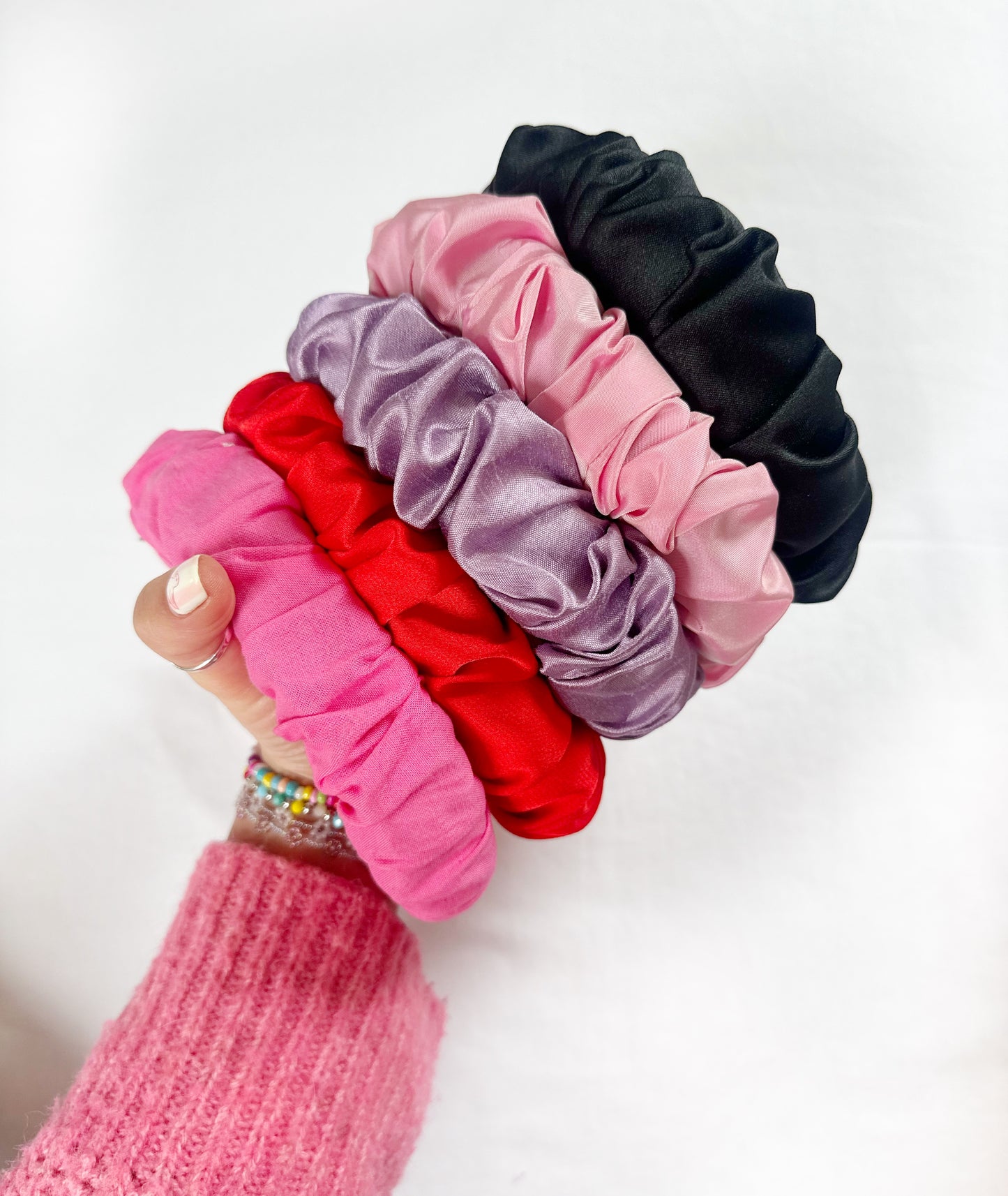 Ruffle Headband in red silk