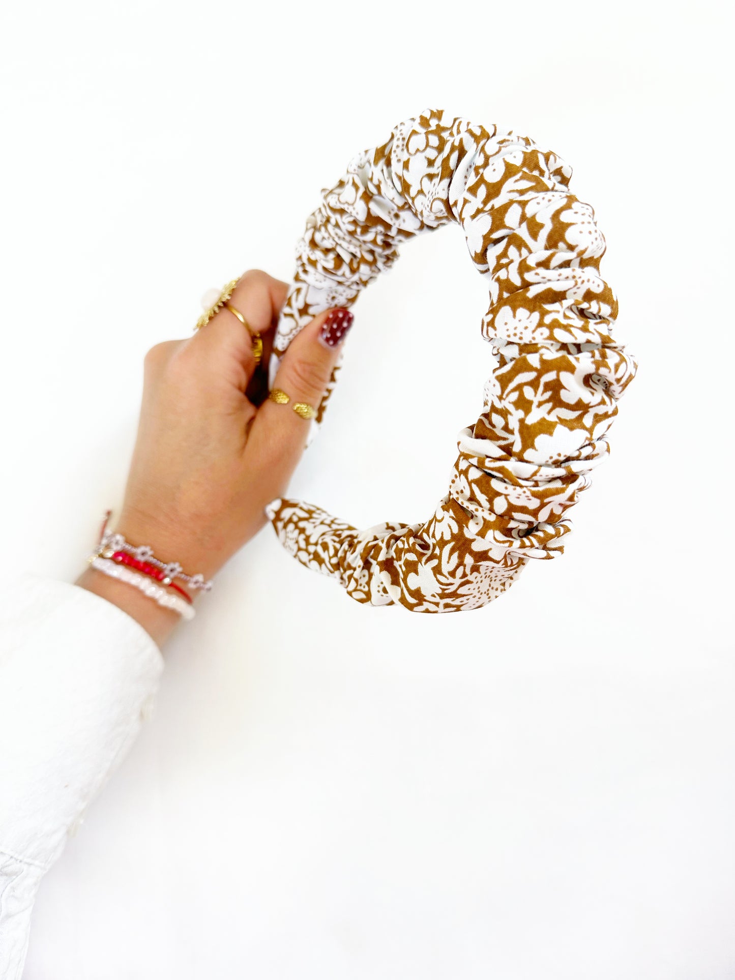 Ruffle Headband in brown floral