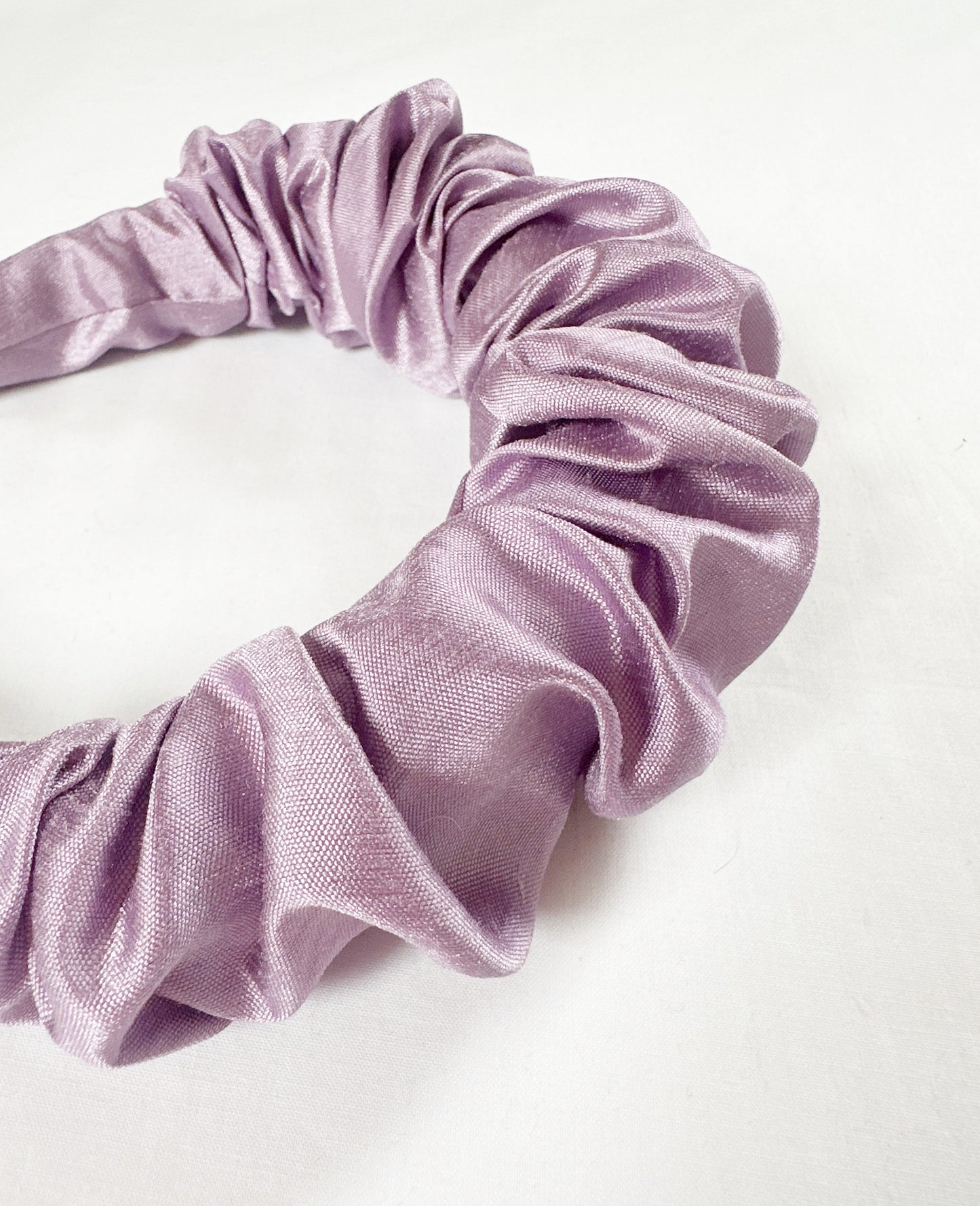 Ruffle Headband in lilac silk