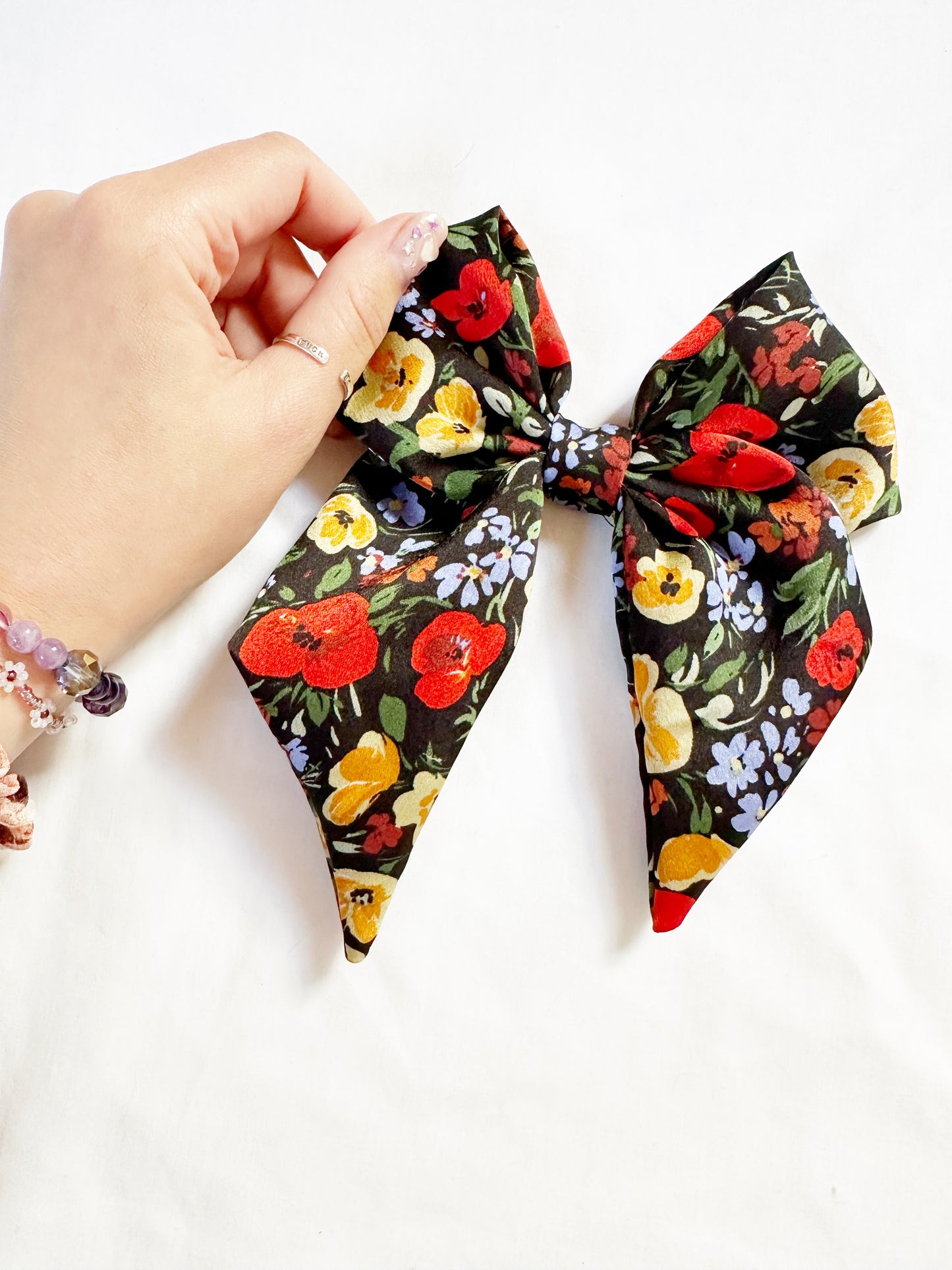 Hair Bow in Mabel floral silk