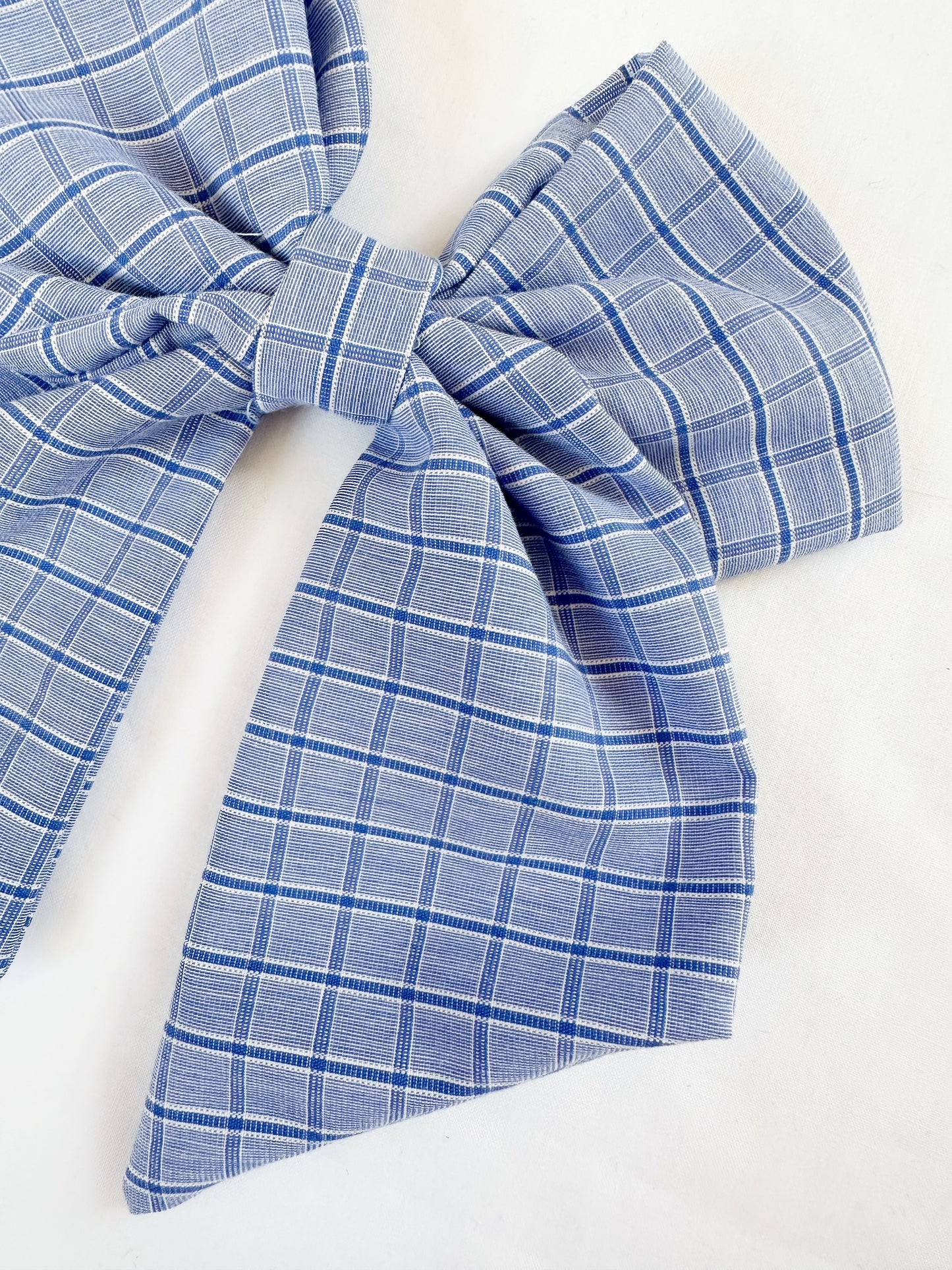 Beau hair bow in blue check