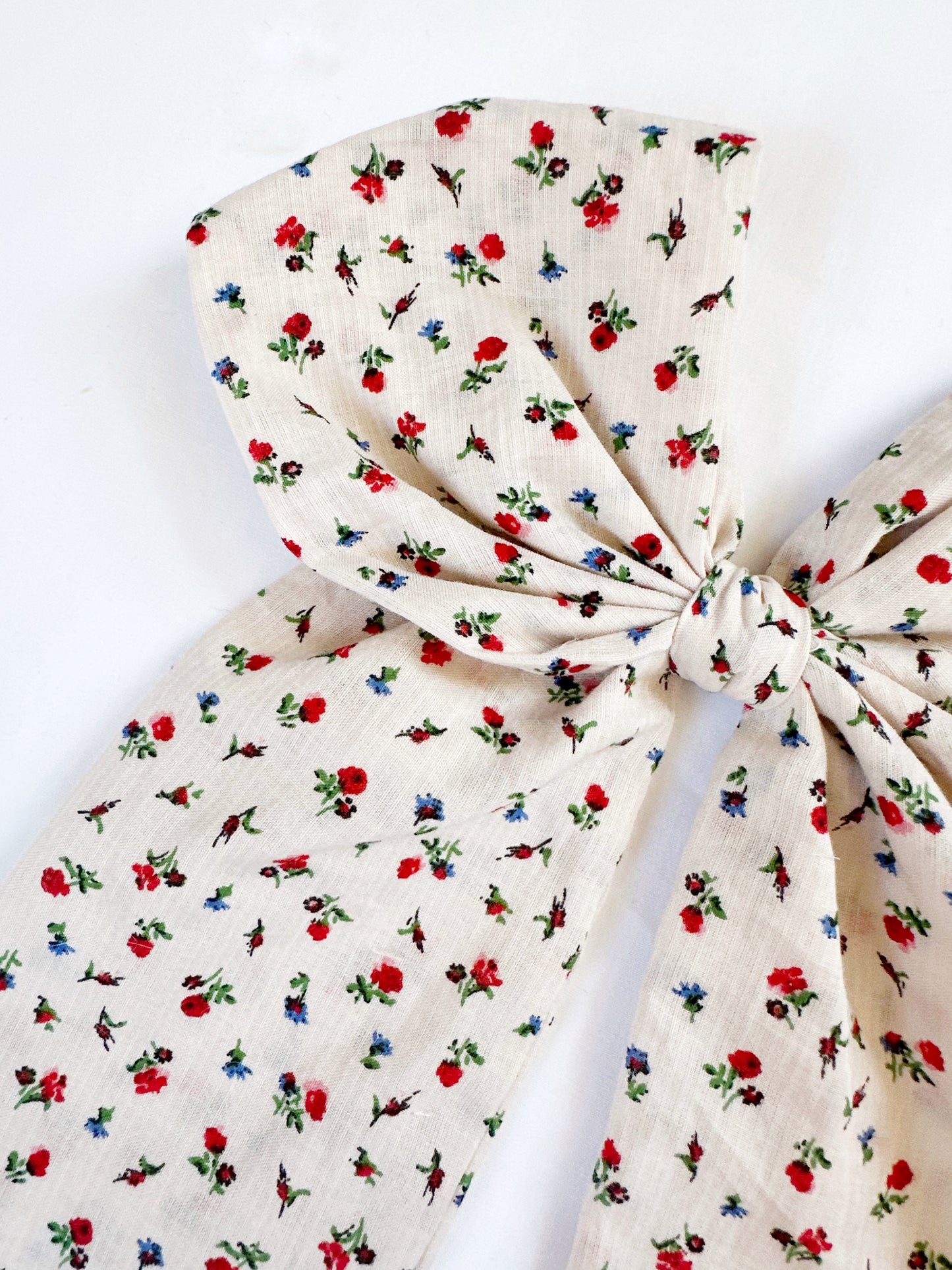 POWER Hair Bow in red and blue floral