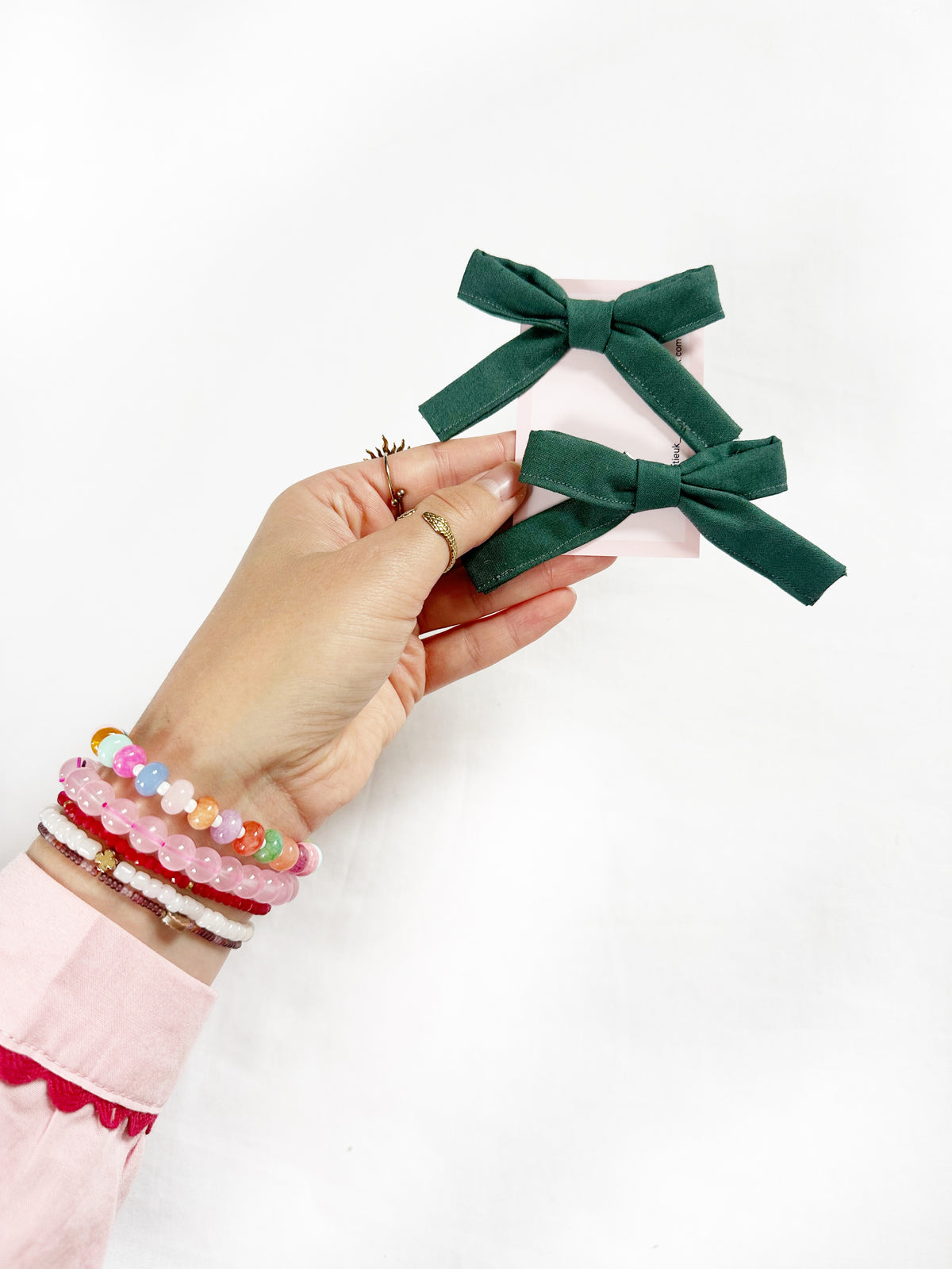 Bonnie mini hair bows in hunter green