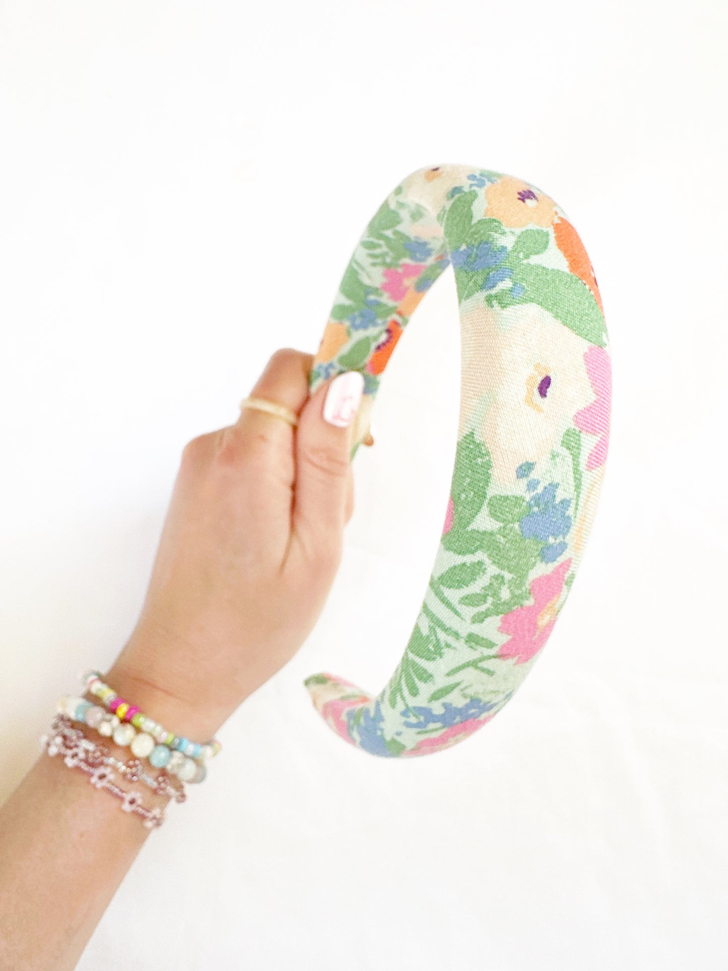 Classic Headband in green and pink floral