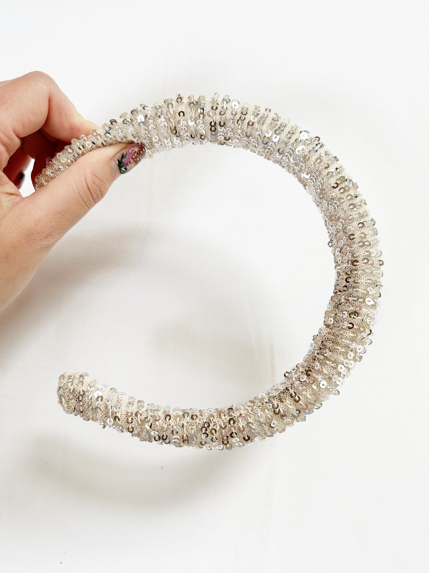 Classic Headband in silver sequins