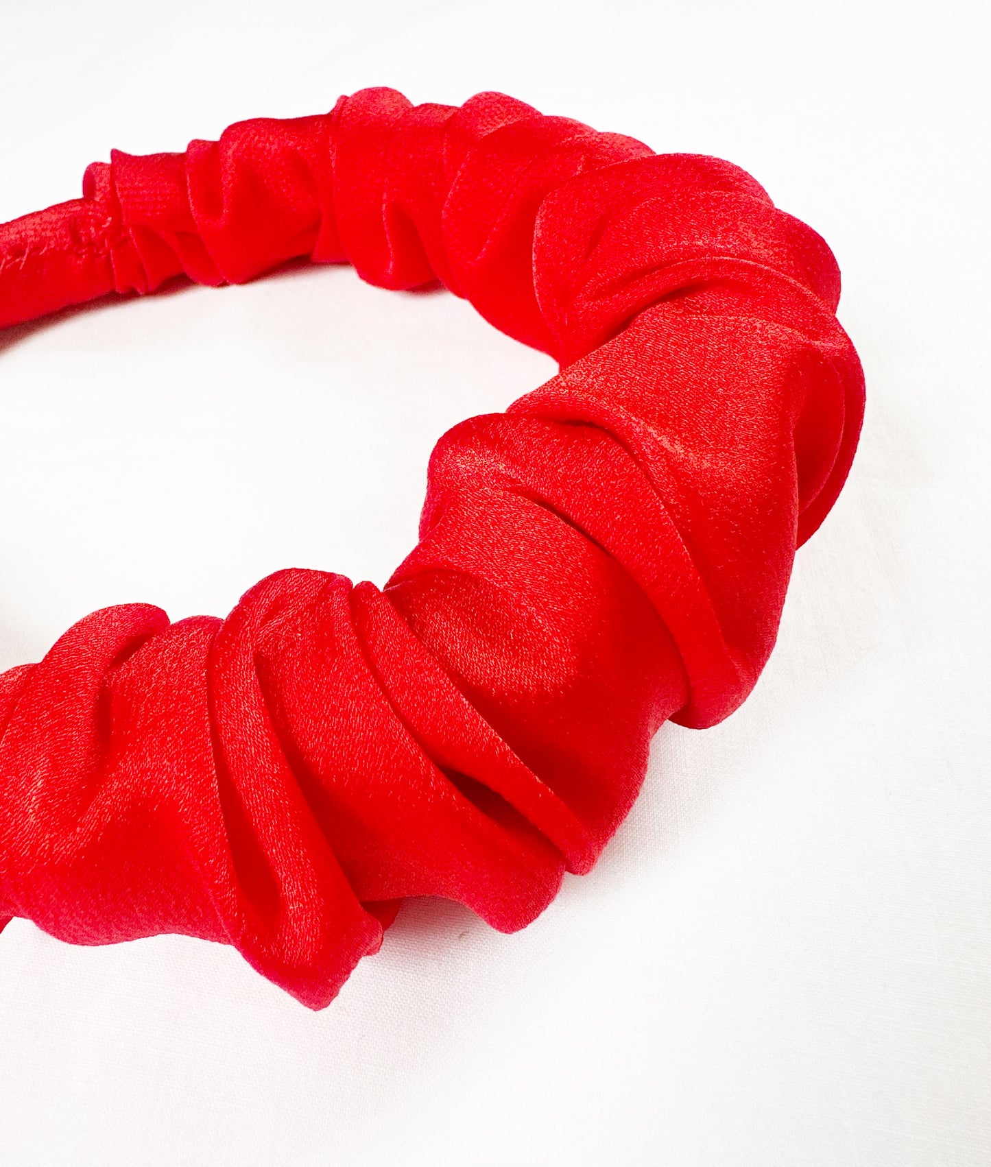 Ruffle Headband in red silk