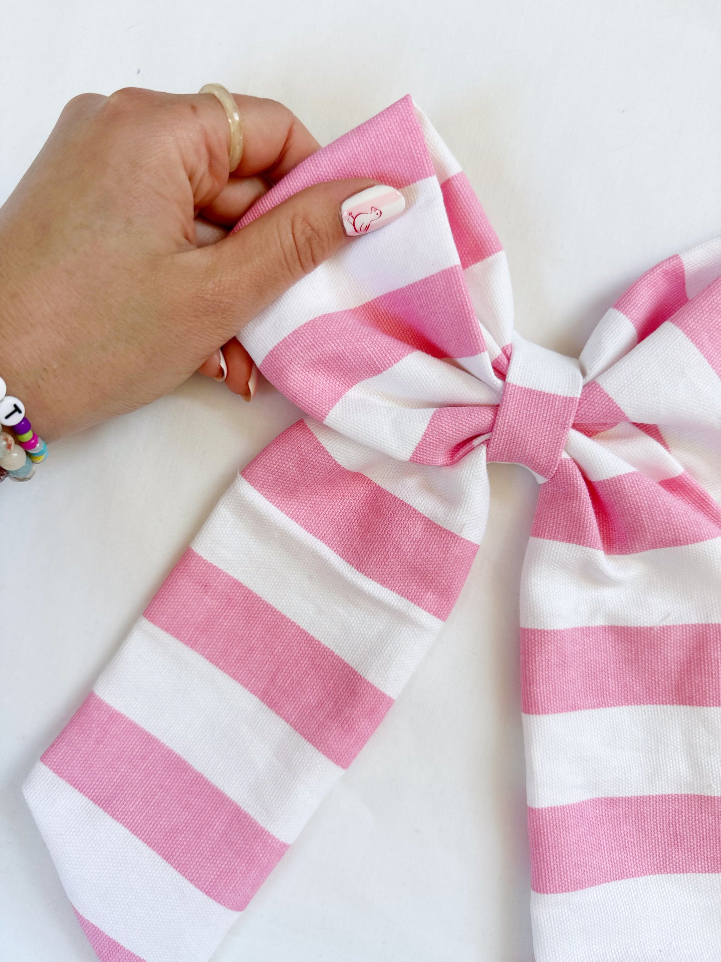 POWER Hair Bow in Penny candy stripe