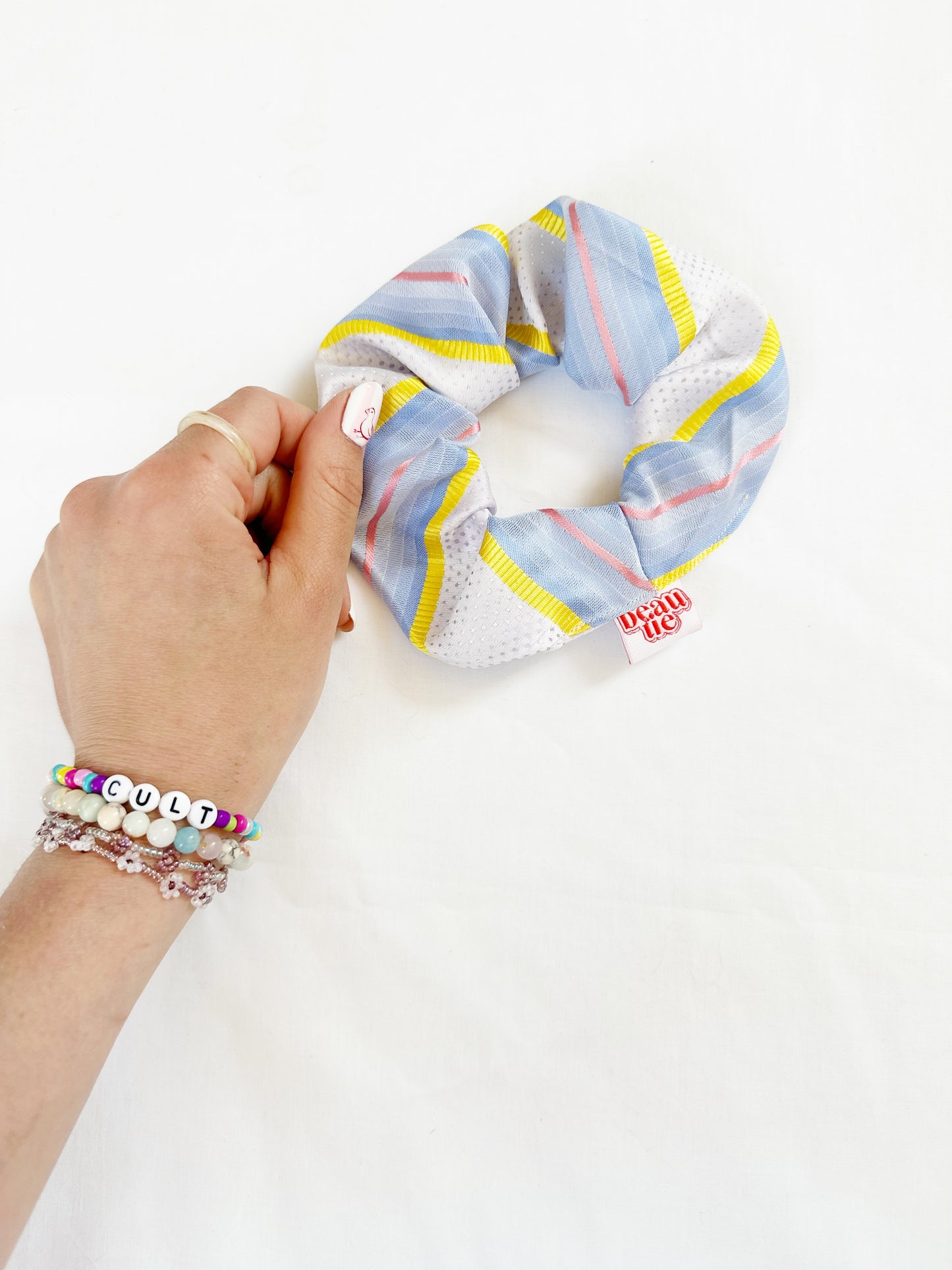 OG scrunchie in mixed stripe silk