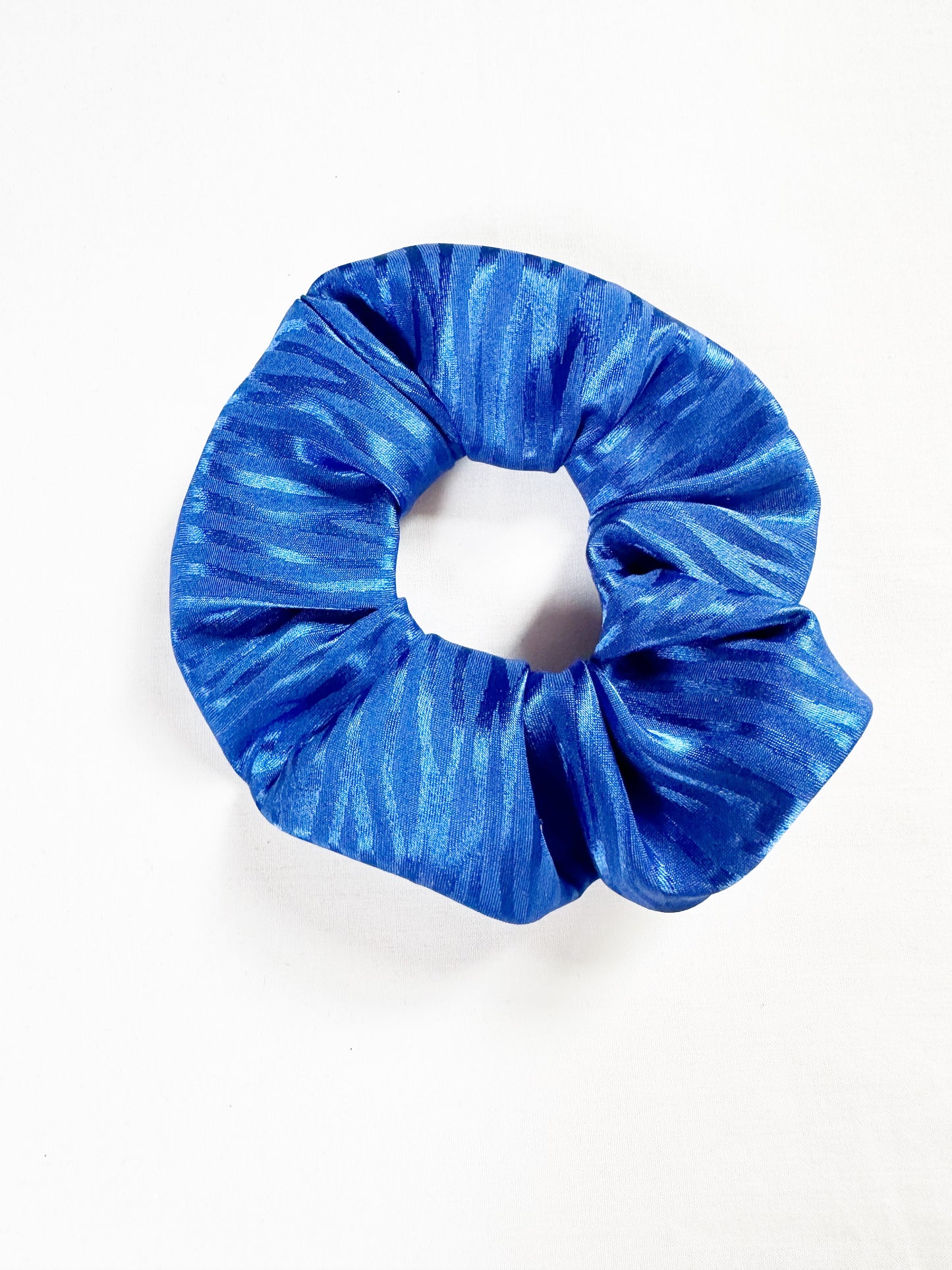 Mini Scrunchie in electric blue zebra silk